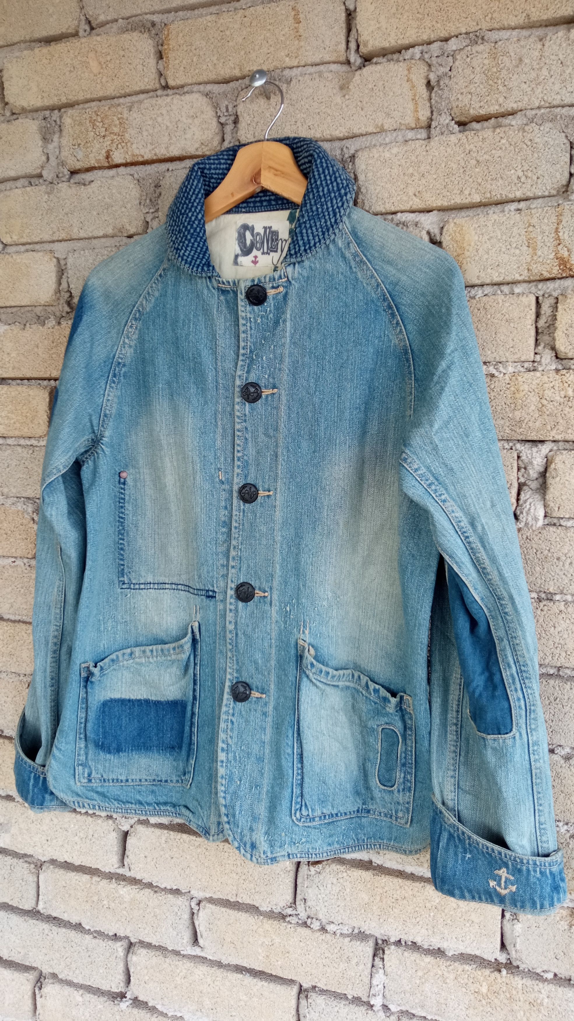 Japanese Brand × Vintage 🔥🔥Vtg Coney Patchwork USN Shawl Collar Denim Jacket Size US M / EU 48-50 / 2 - 3 Thumbnail