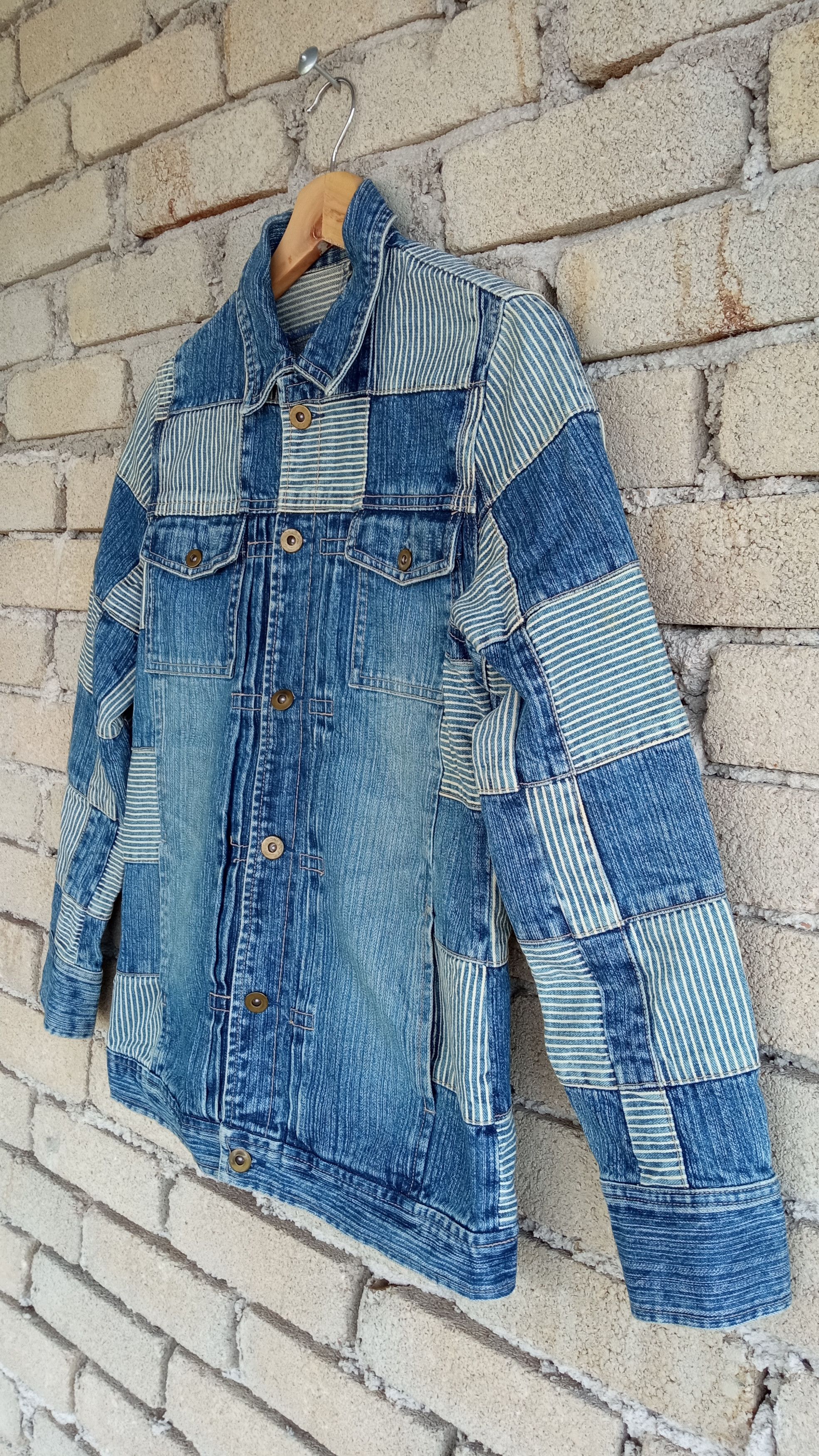 Indigo × Japanese Brand × Vintage 🔥🔥Call The Tune Indigo Patchwork Denim Trucker Jacket Size US S / EU 44-46 / 1 - 7 Thumbnail