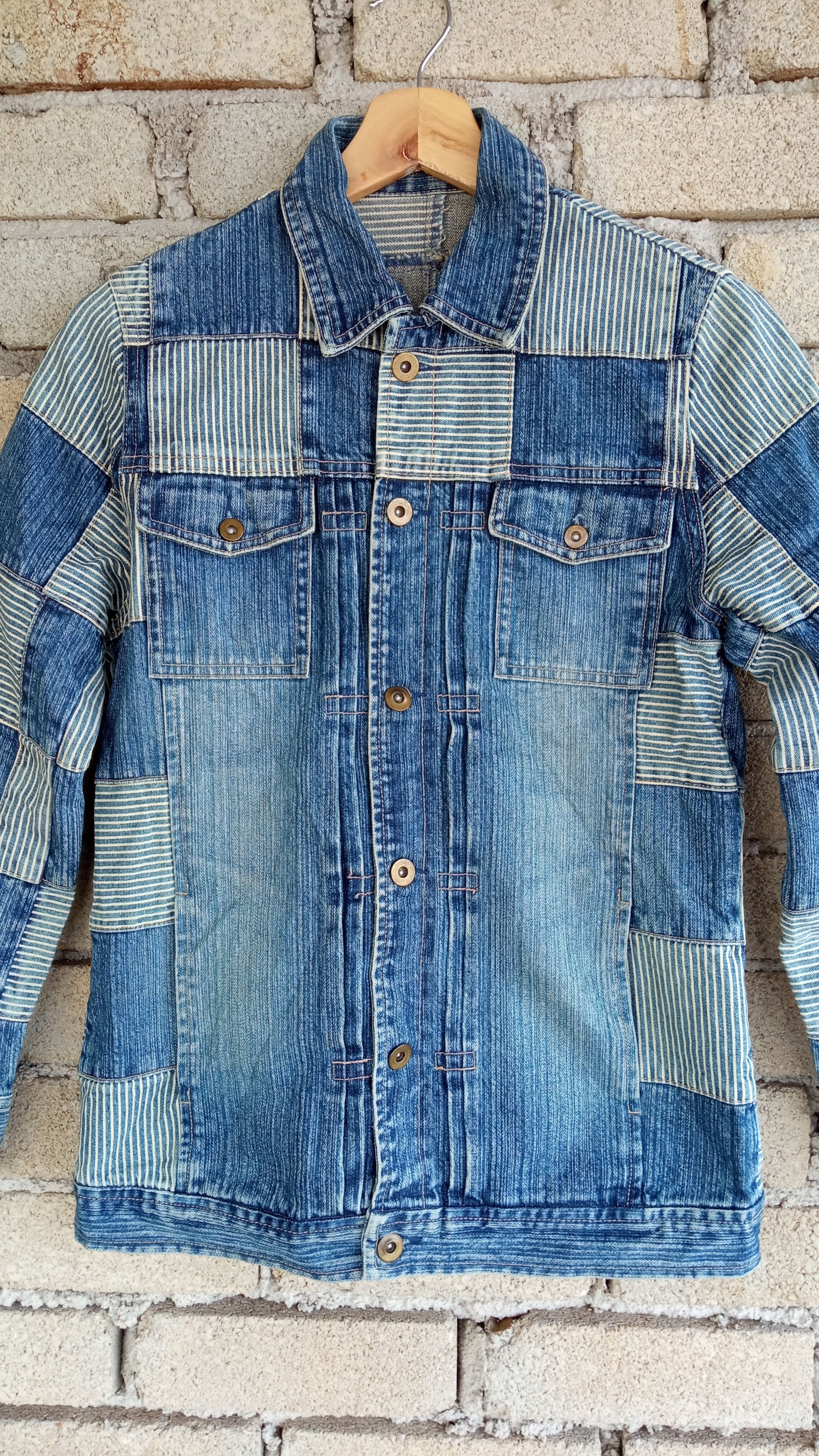 Indigo × Japanese Brand × Vintage 🔥🔥Call The Tune Indigo Patchwork Denim Trucker Jacket Size US S / EU 44-46 / 1 - 8 Thumbnail