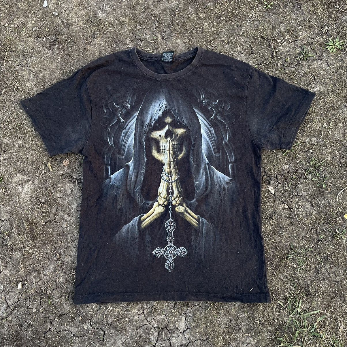 Vintage Vintage 90s Graphic Tee Skull Cross Goth Vamp Black Swag M Size US M / EU 48-50 / 2 - 3 Thumbnail