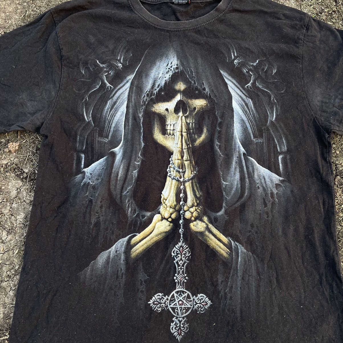 Vintage Vintage 90s Graphic Tee Skull Cross Goth Vamp Black Swag M Size US M / EU 48-50 / 2 - 5 Thumbnail