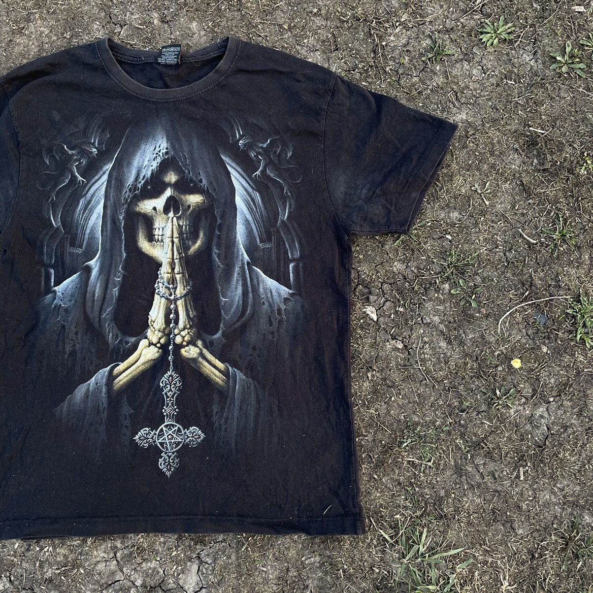 Vintage Vintage 90s Graphic Tee Skull Cross Goth Vamp Black Swag M Size US M / EU 48-50 / 2 - 2 Thumbnail