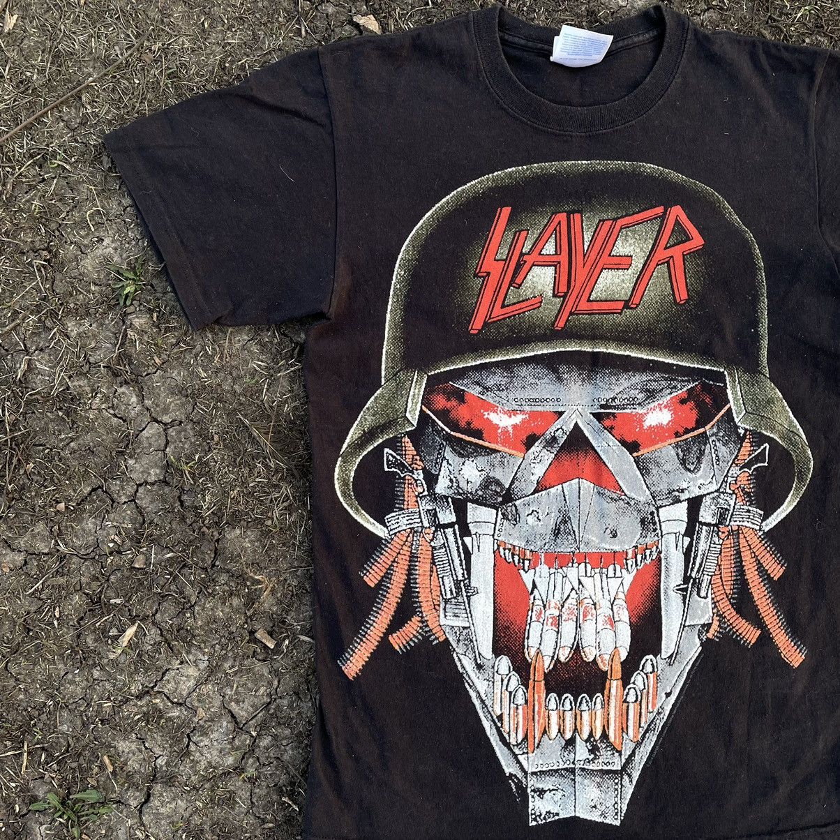 Vintage Vintage 90s Slayer Graphic Tee Horror Skull Black Washed S Size US S / EU 44-46 / 1 - 5 Thumbnail