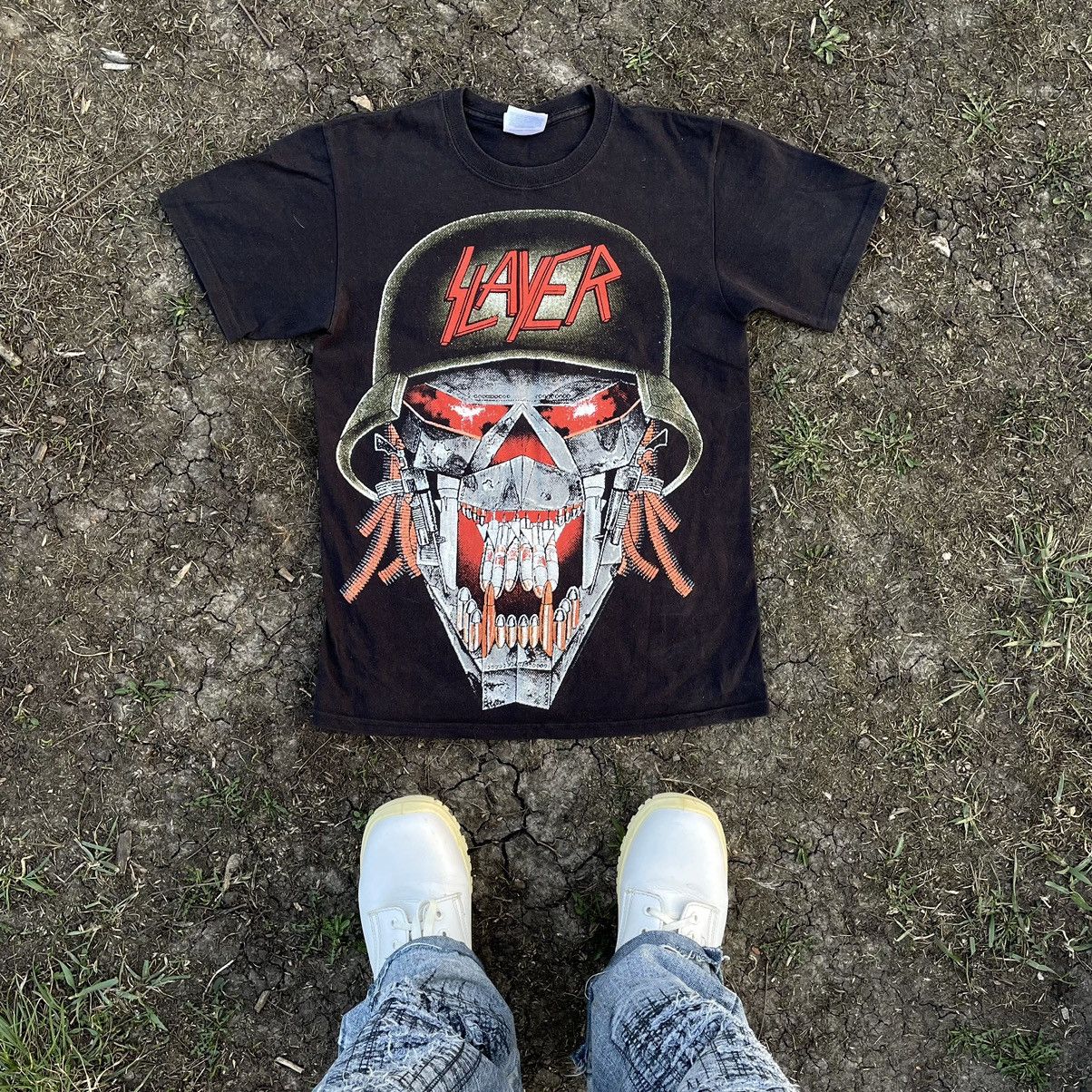 Vintage Vintage 90s Slayer Graphic Tee Horror Skull Black Washed S Size US S / EU 44-46 / 1 - 1 Thumbnail