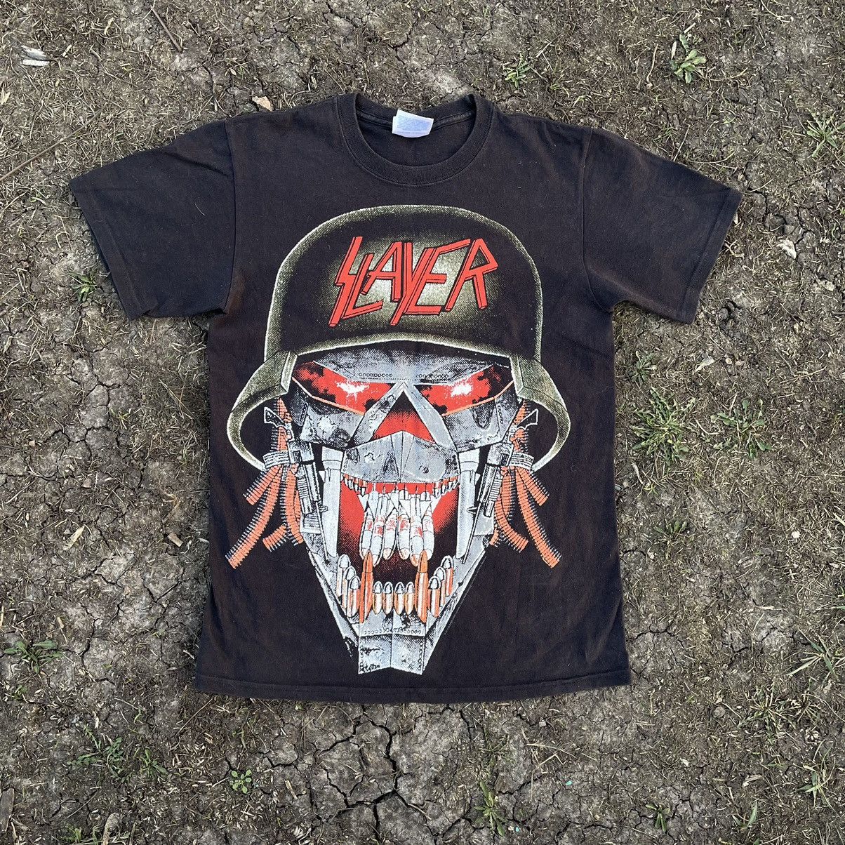 Vintage Vintage 90s Slayer Graphic Tee Horror Skull Black Washed S Size US S / EU 44-46 / 1 - 3 Thumbnail