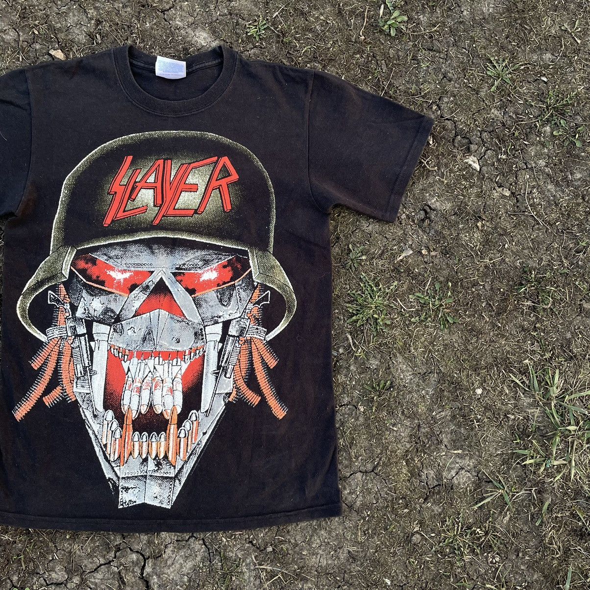 Vintage Vintage 90s Slayer Graphic Tee Horror Skull Black Washed S Size US S / EU 44-46 / 1 - 4 Thumbnail
