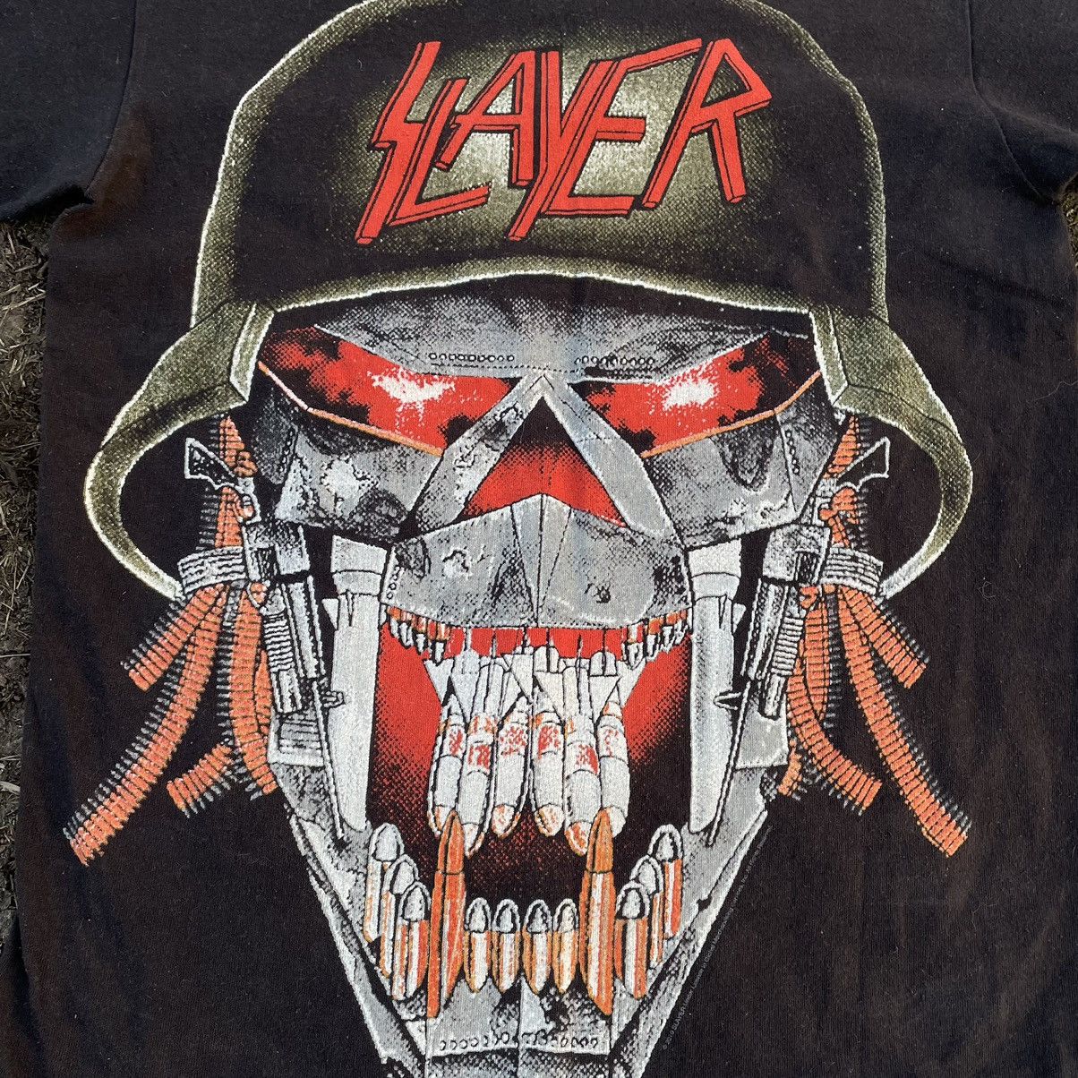 Vintage Vintage 90s Slayer Graphic Tee Horror Skull Black Washed S Size US S / EU 44-46 / 1 - 6 Thumbnail