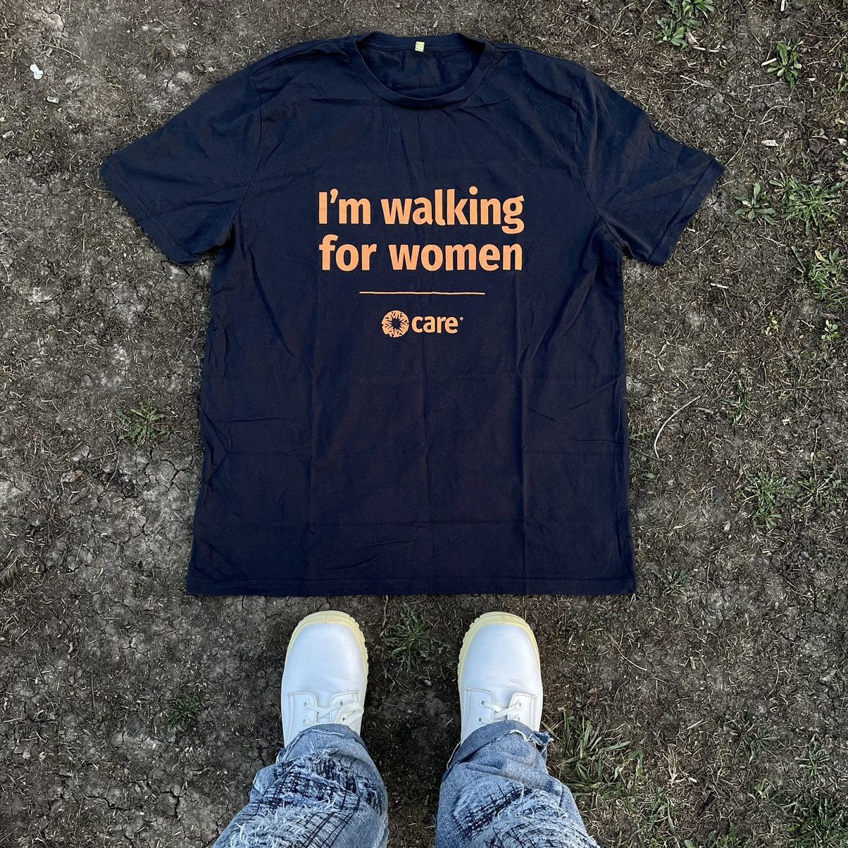 image of Humor x Vintage Y2K Adult “ I’M Walking For Woman “ Buymypiece Tee in Black, Men's (Size Large)