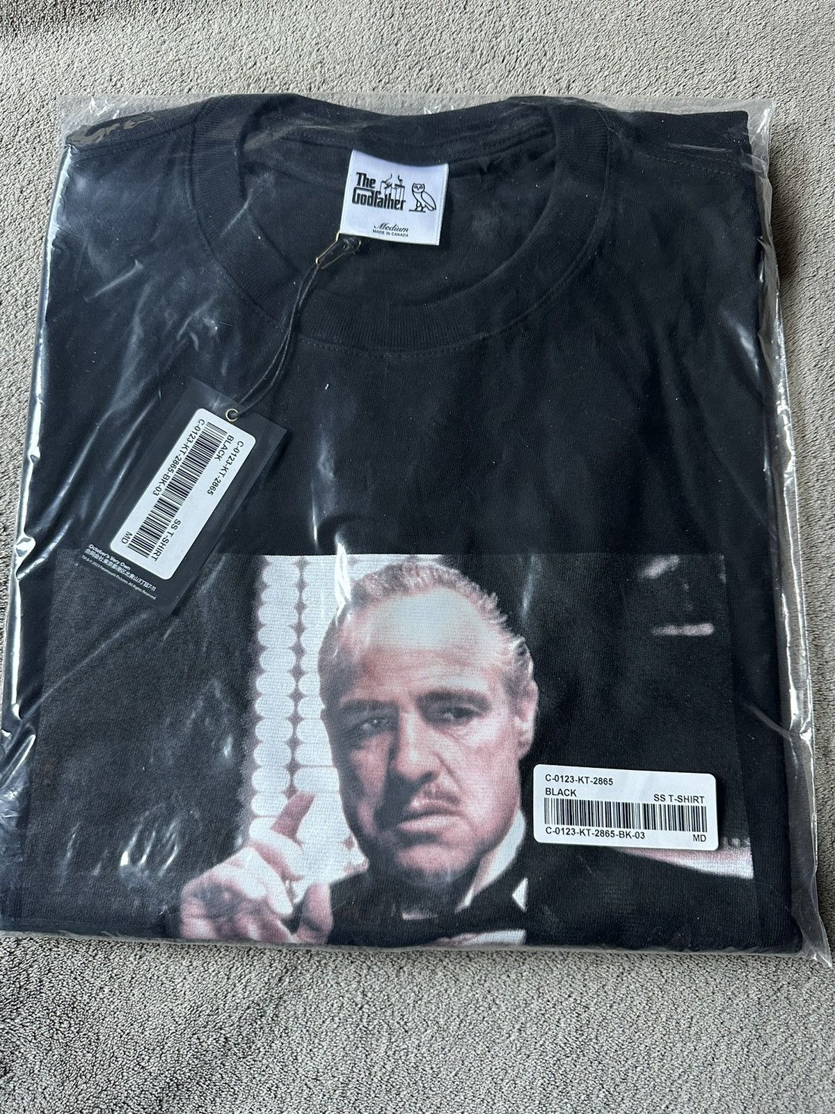 image of Drake x Octobers Very Own Ovo X The Godfather Vito Corleone T-Shirt () in Black, Men's (Size Medium