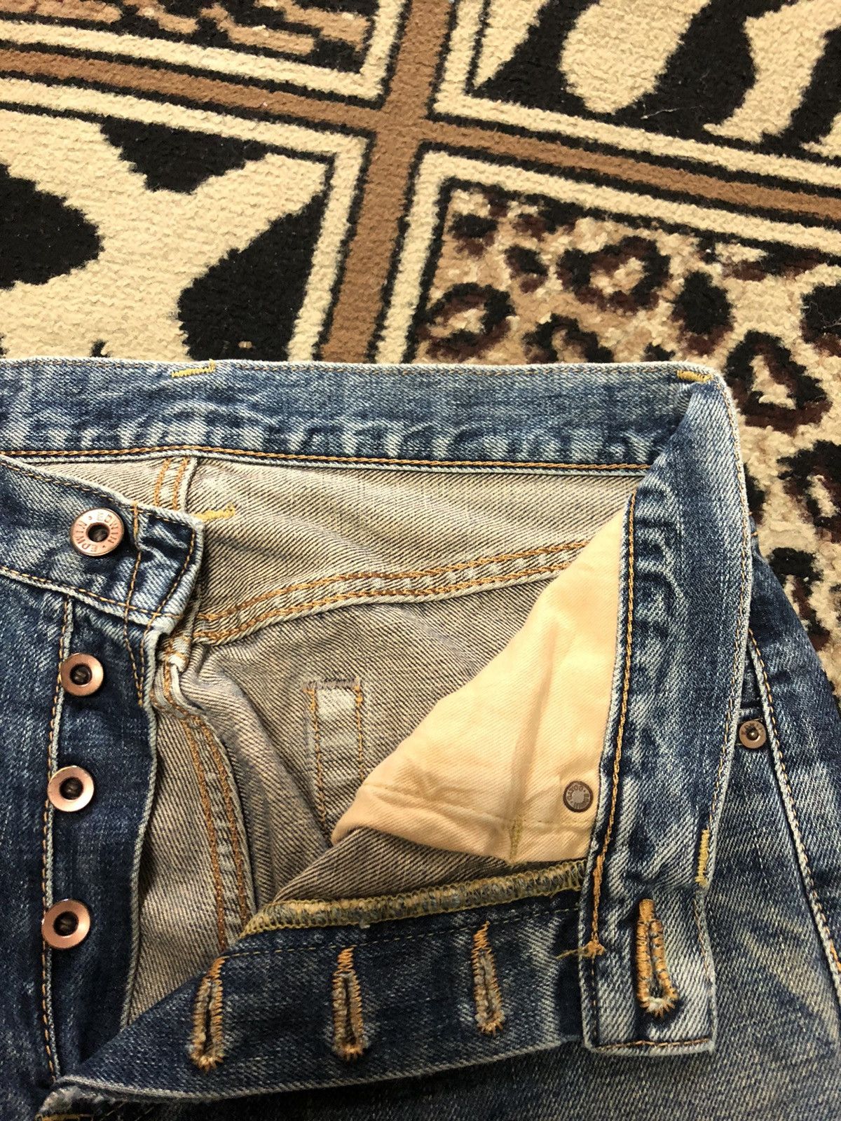 Edwin × Vintage VINTAGE SELVEDGE EDWIN 505x DISTRESSED GRUNGE DENIM Size US 29 - 6 Thumbnail