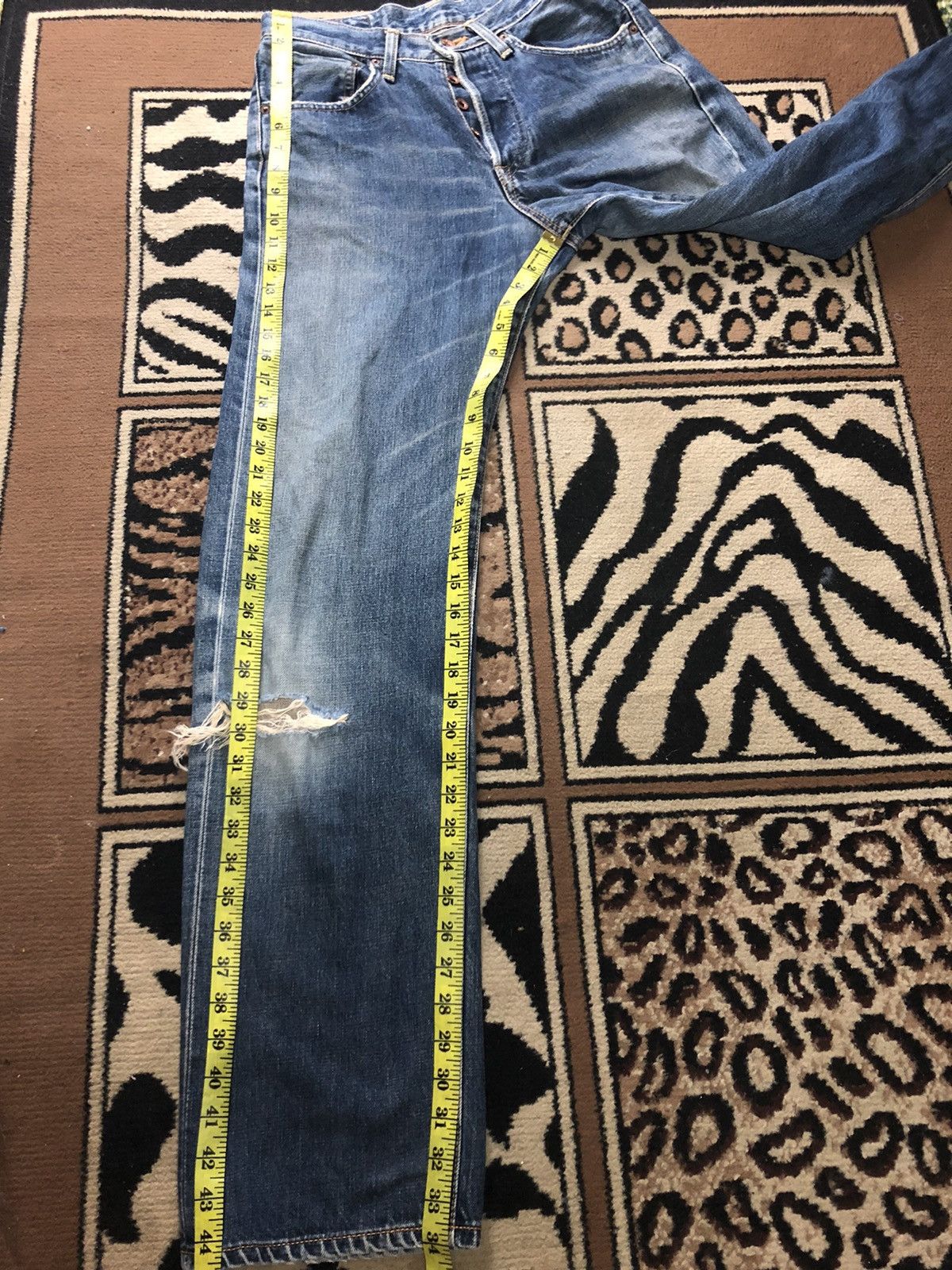 Edwin × Vintage VINTAGE SELVEDGE EDWIN 505x DISTRESSED GRUNGE DENIM Size US 29 - 16 Thumbnail