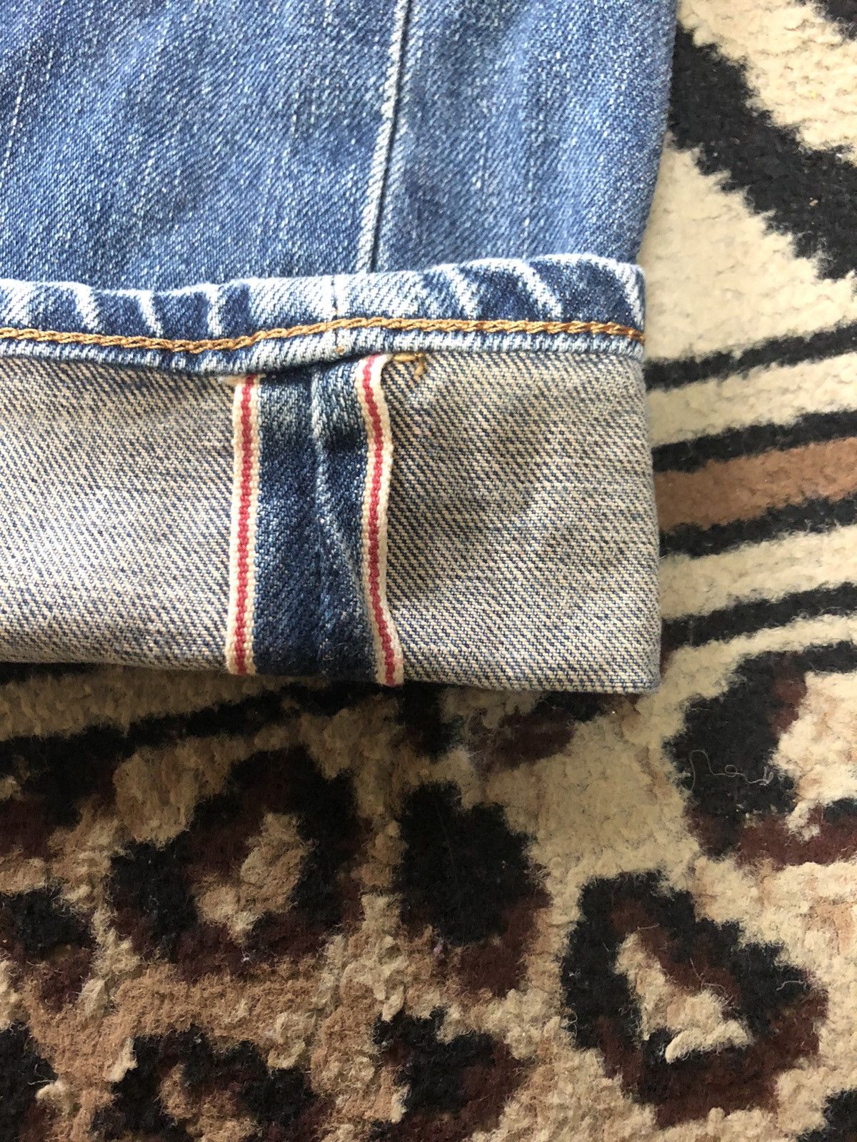 Edwin × Vintage VINTAGE SELVEDGE EDWIN 505x DISTRESSED GRUNGE DENIM Size US 29 - 3 Thumbnail