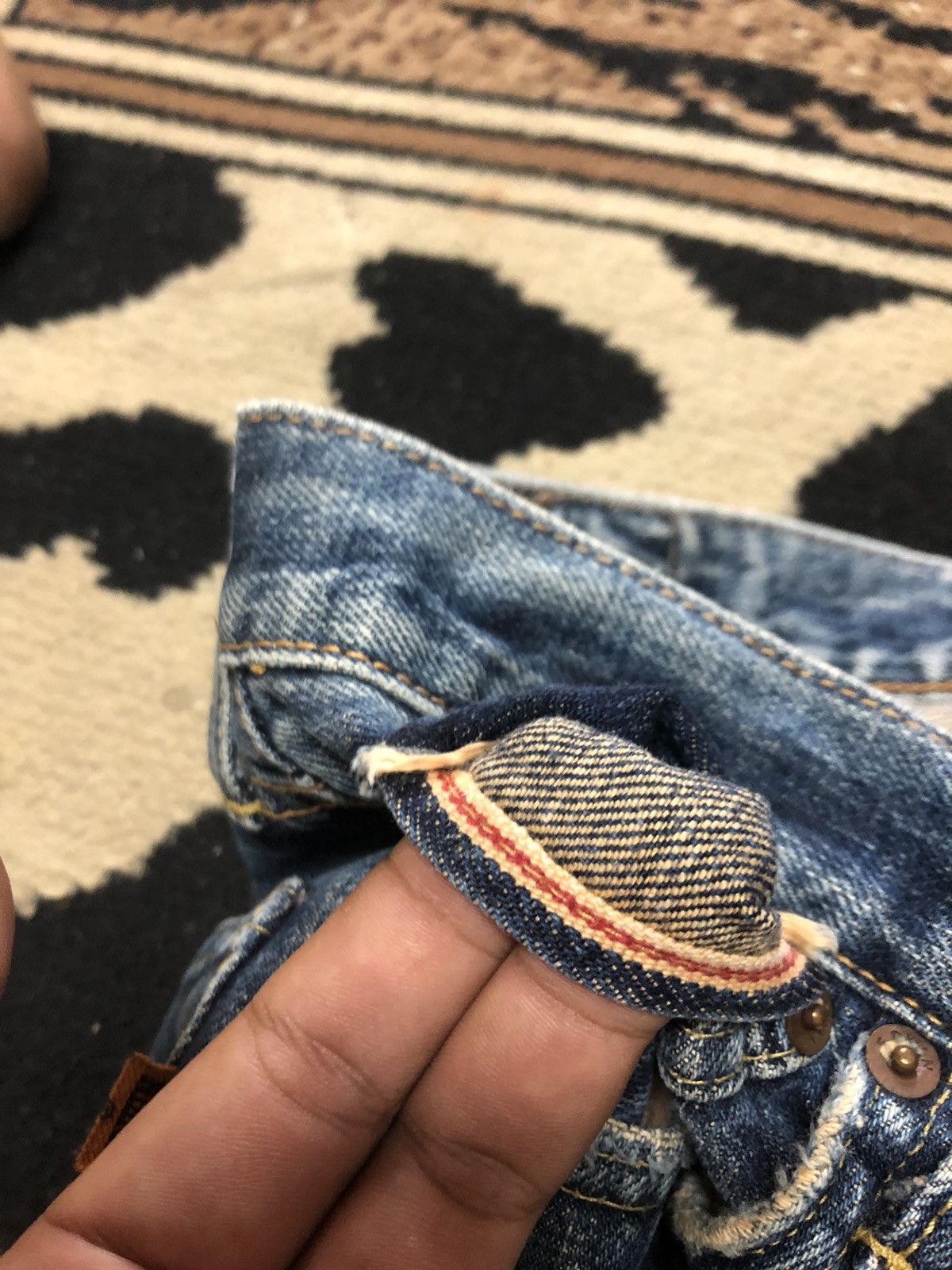 Edwin × Vintage VINTAGE SELVEDGE EDWIN 505x DISTRESSED GRUNGE DENIM Size US 29 - 4 Thumbnail