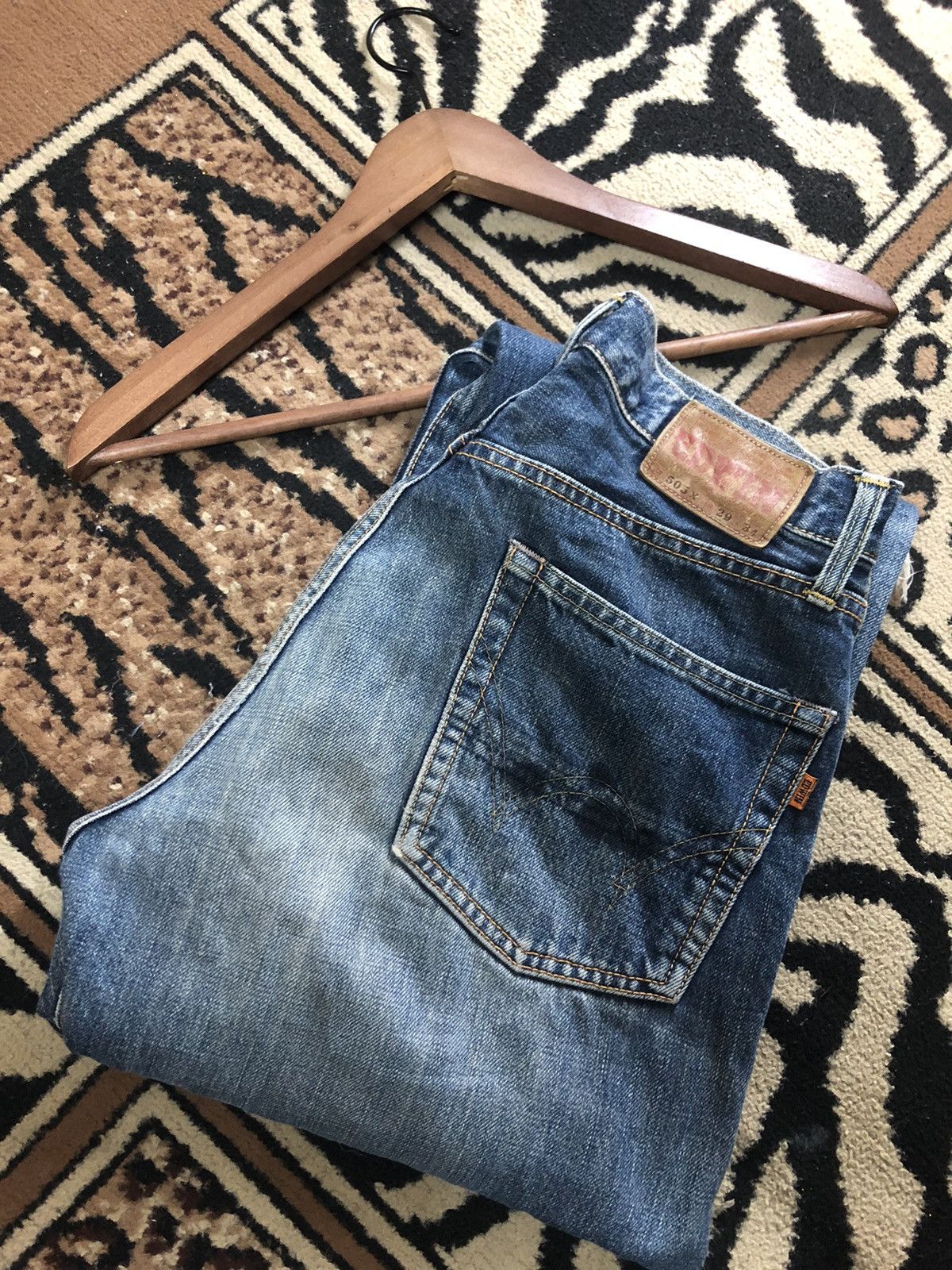 Edwin × Vintage VINTAGE SELVEDGE EDWIN 505x DISTRESSED GRUNGE DENIM Size US 29 - 18 Thumbnail