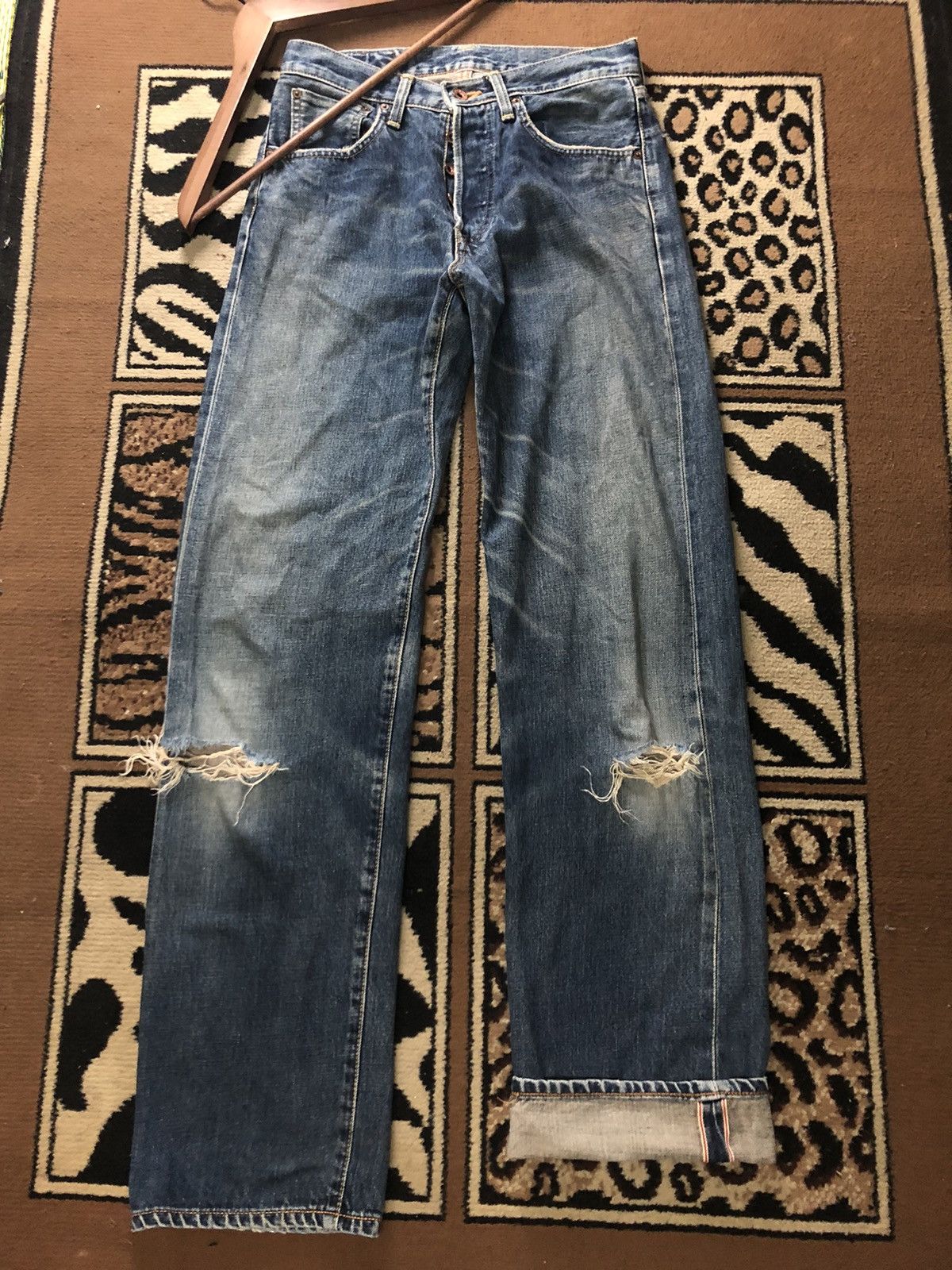 Edwin × Vintage VINTAGE SELVEDGE EDWIN 505x DISTRESSED GRUNGE DENIM Size US 29 - 1 Thumbnail