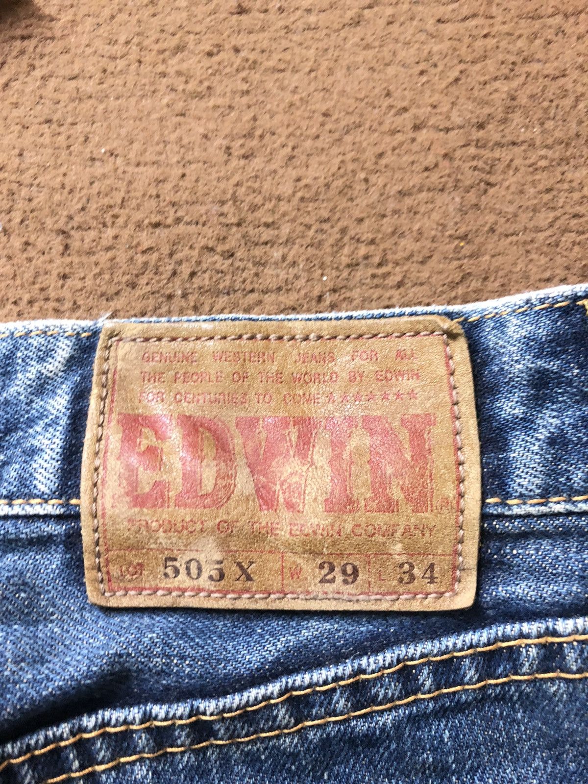 Edwin × Vintage VINTAGE SELVEDGE EDWIN 505x DISTRESSED GRUNGE DENIM Size US 29 - 12 Thumbnail