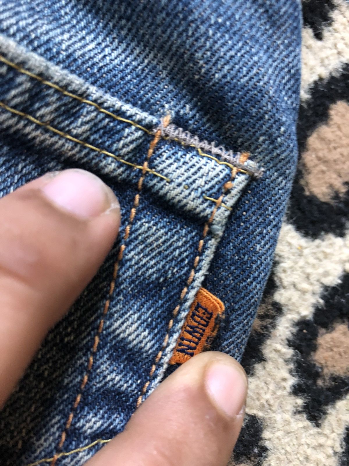 Edwin × Vintage VINTAGE SELVEDGE EDWIN505x BLUE WASH DISTRESED GRUNGE DENIM Size US 28 / EU 44 - 12 Thumbnail