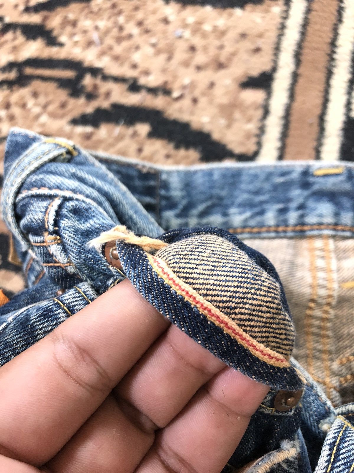 Edwin × Vintage VINTAGE SELVEDGE EDWIN505x BLUE WASH DISTRESED GRUNGE DENIM Size US 28 / EU 44 - 4 Thumbnail