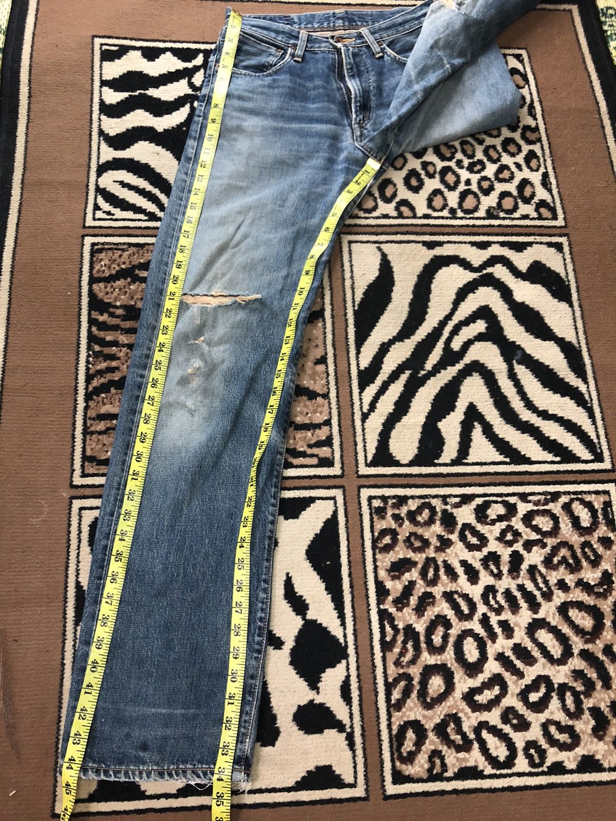 Edwin × Vintage VINTAGE SELVEDGE EDWIN505x BLUE WASH DISTRESED GRUNGE DENIM Size US 28 / EU 44 - 16 Thumbnail