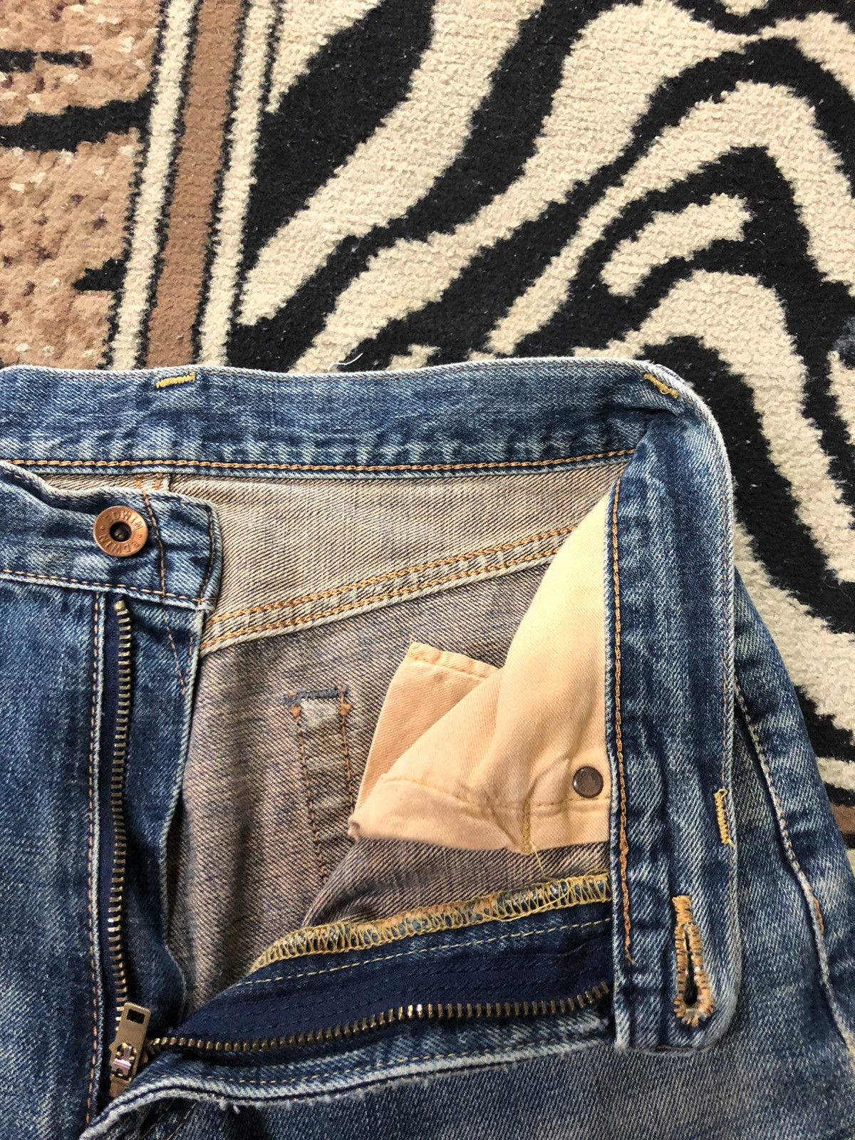 Edwin × Vintage VINTAGE SELVEDGE EDWIN505x BLUE WASH DISTRESED GRUNGE DENIM Size US 28 / EU 44 - 6 Thumbnail