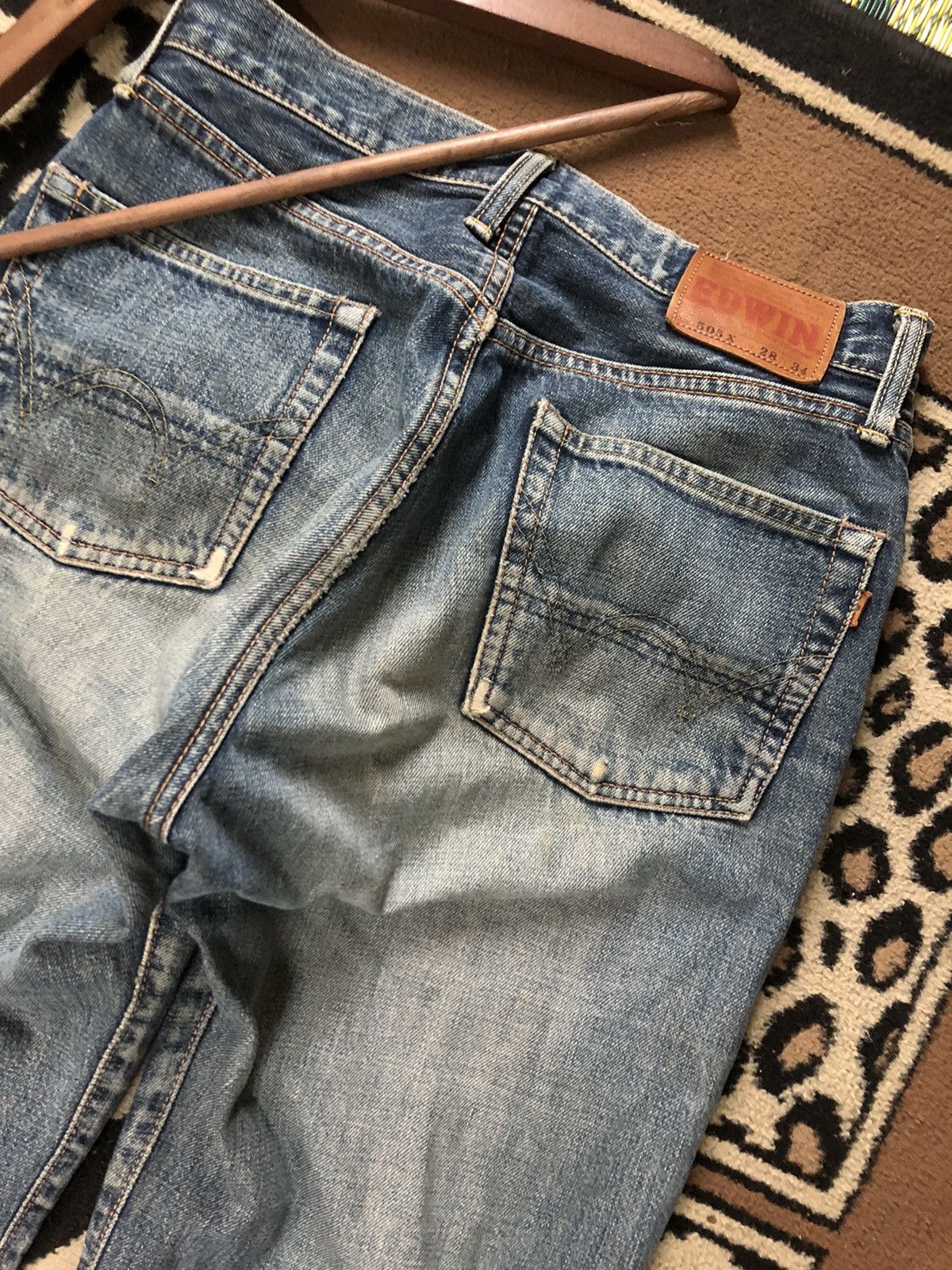 Edwin × Vintage VINTAGE SELVEDGE EDWIN505x BLUE WASH DISTRESED GRUNGE DENIM Size US 28 / EU 44 - 10 Thumbnail