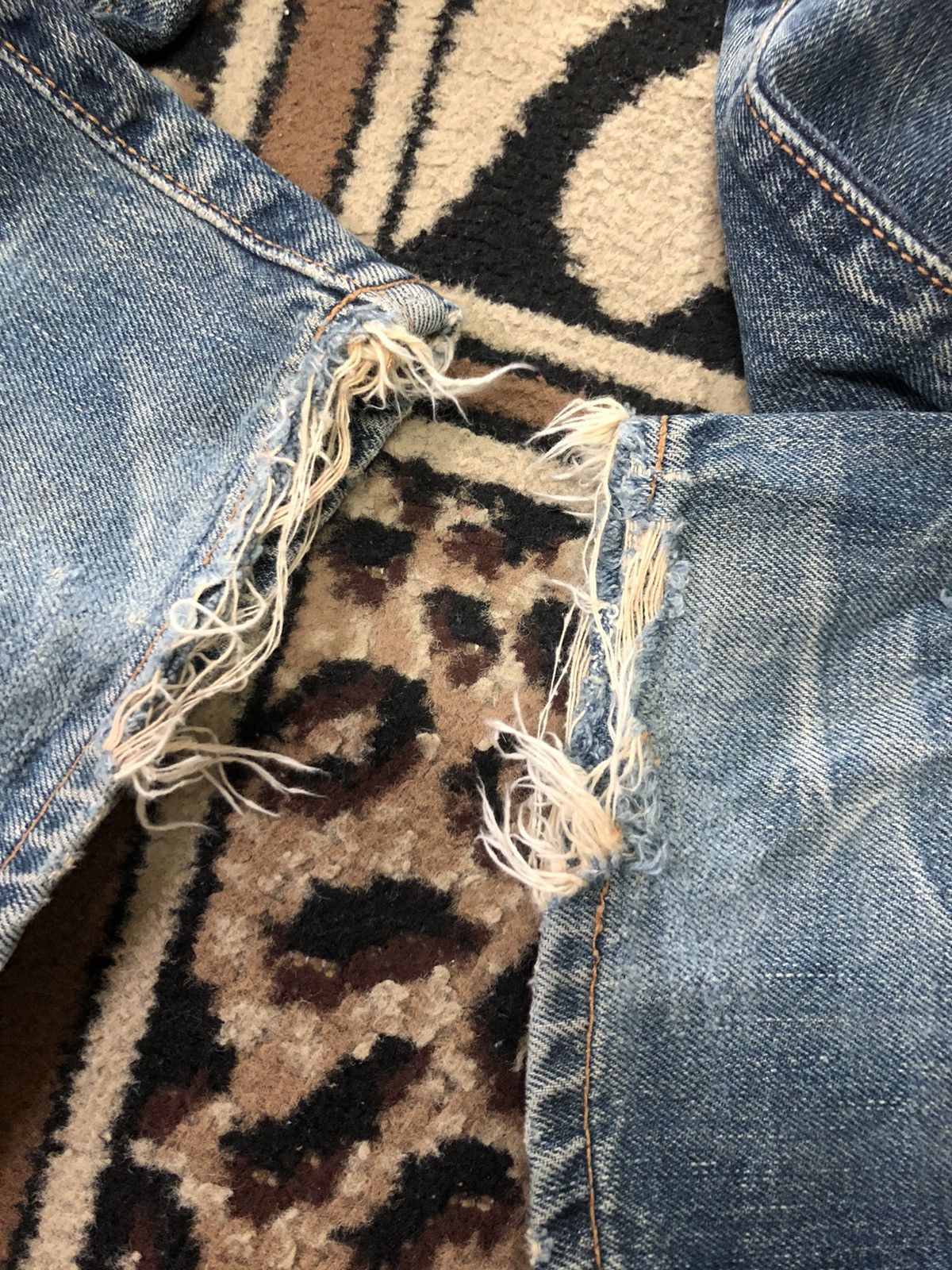 Edwin × Vintage VINTAGE SELVEDGE EDWIN505x BLUE WASH DISTRESED GRUNGE DENIM Size US 28 / EU 44 - 8 Thumbnail