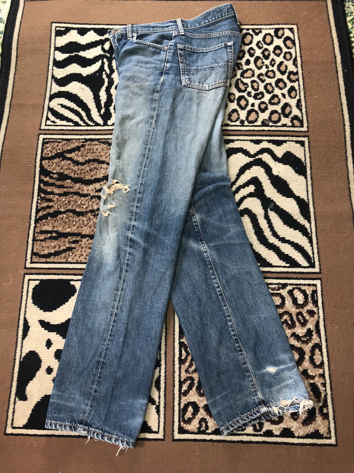 Edwin × Vintage VINTAGE SELVEDGE EDWIN505x BLUE WASH DISTRESED GRUNGE DENIM Size US 28 / EU 44 - 13 Thumbnail