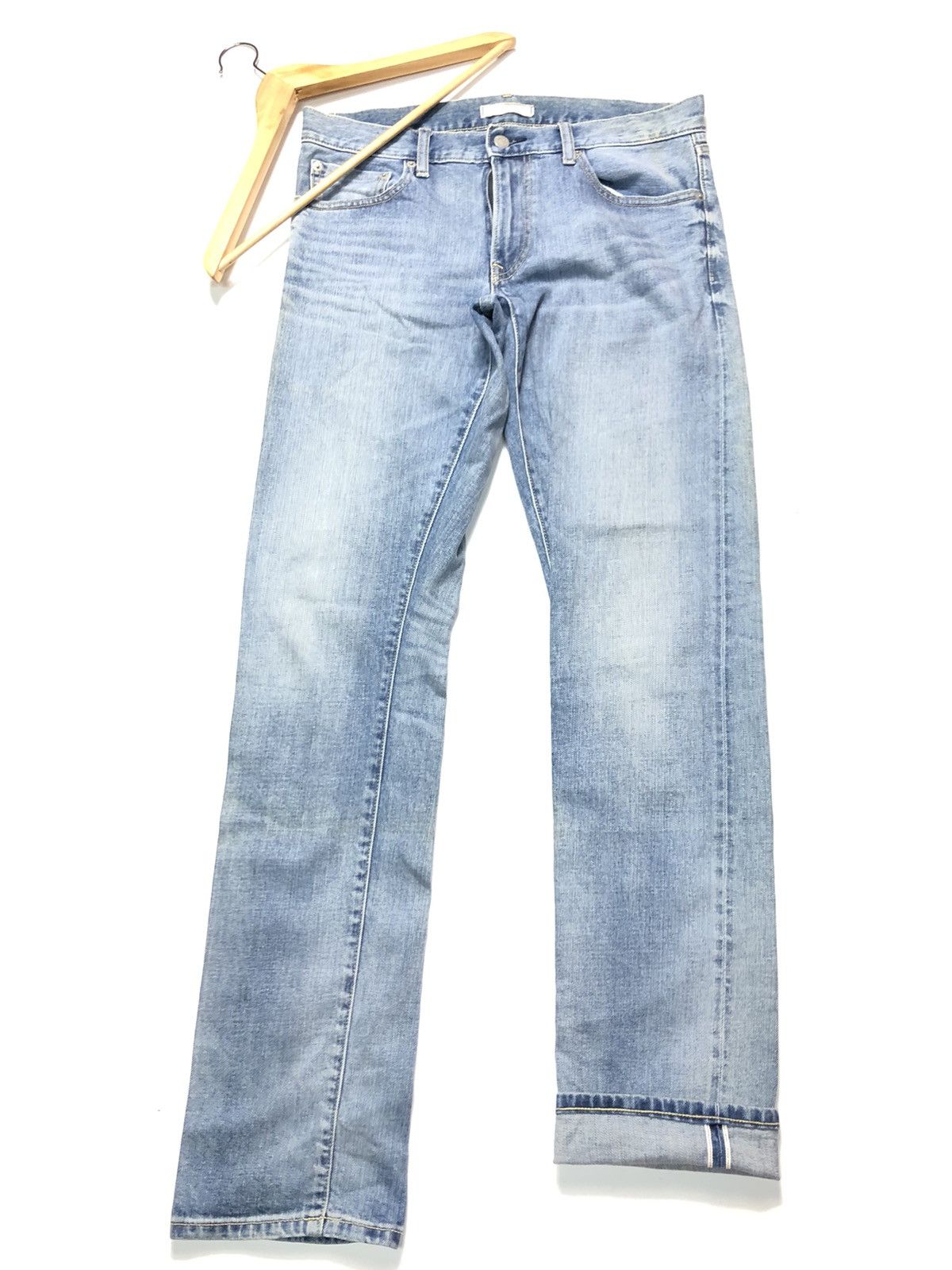 VINTAGE UNIQLO SELVEDGE SLIM STRAIGHT BLUE WASH DENIM