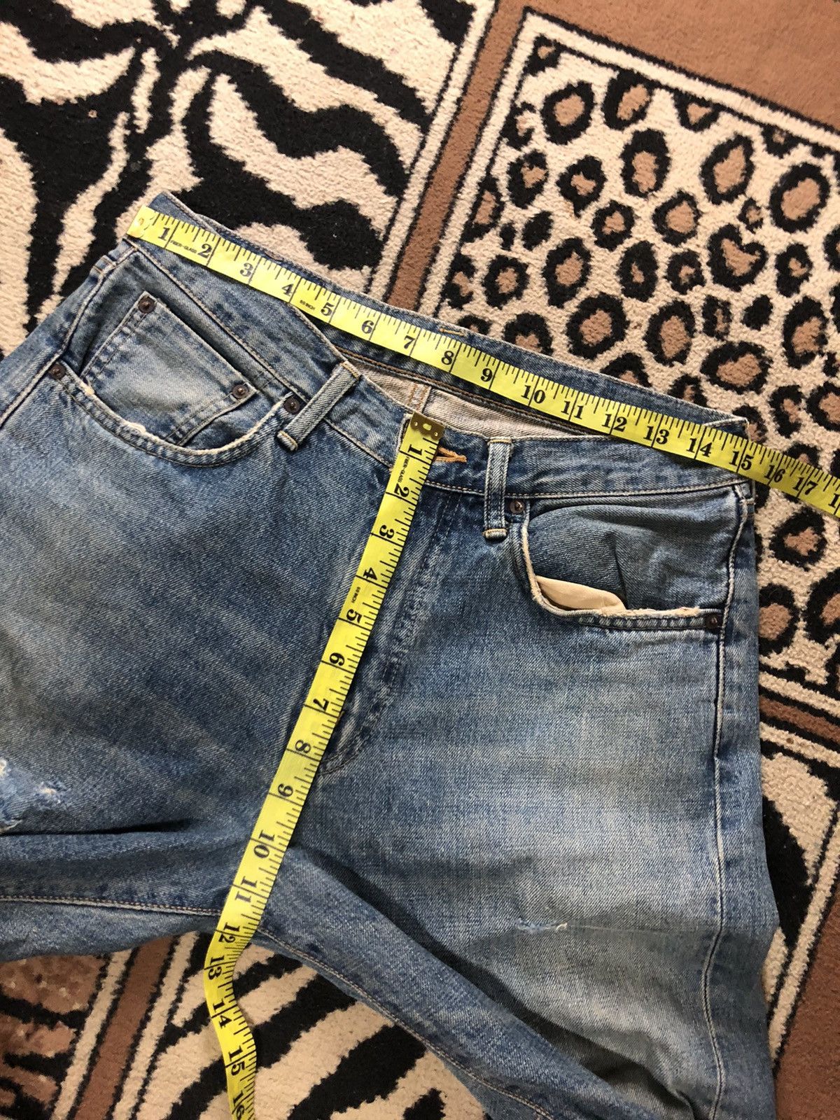 Edwin × Vintage VINTAGE SELVEDGE EDWIN505x BLUE WASH DISTRESED GRUNGE DENIM Size US 30 / EU 46 - 15 Thumbnail