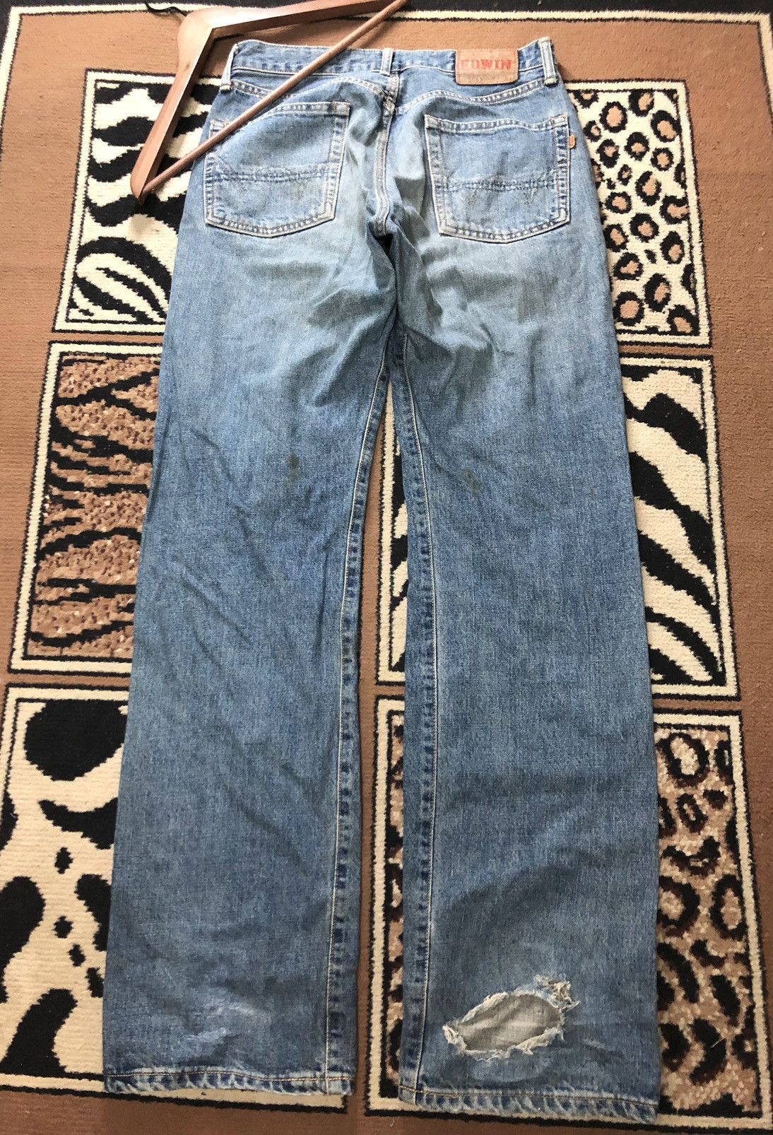 Edwin × Vintage VINTAGE SELVEDGE EDWIN505x BLUE WASH DISTRESED GRUNGE DENIM Size US 30 / EU 46 - 9 Thumbnail