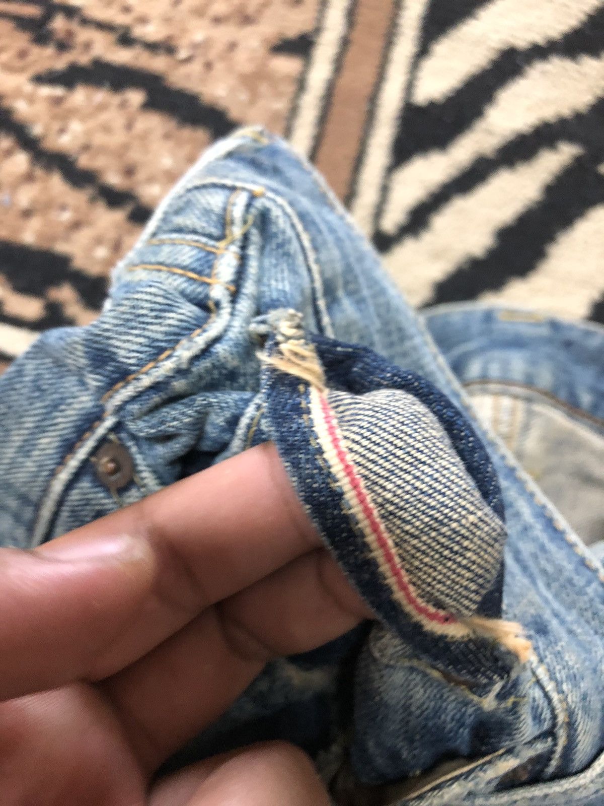 Edwin × Vintage VINTAGE SELVEDGE EDWIN505x BLUE WASH DISTRESED GRUNGE DENIM Size US 30 / EU 46 - 4 Thumbnail