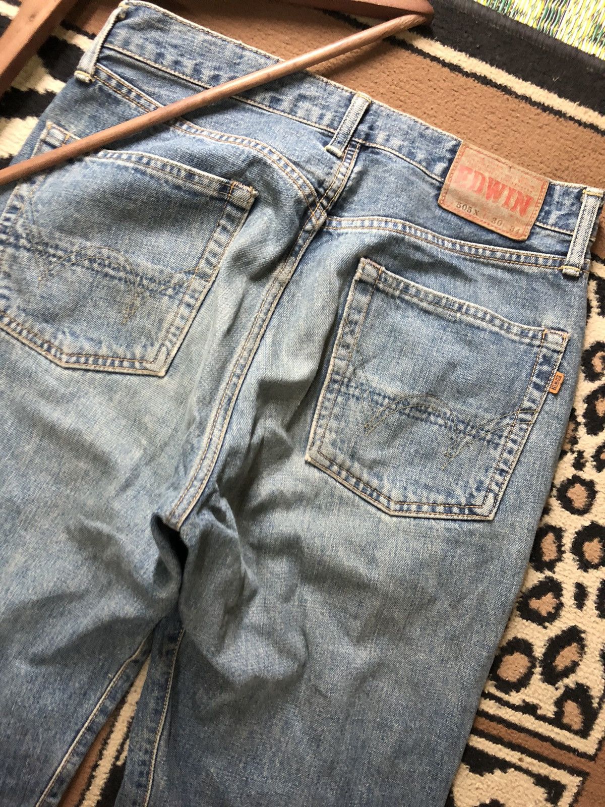 Edwin × Vintage VINTAGE SELVEDGE EDWIN505x BLUE WASH DISTRESED GRUNGE DENIM Size US 30 / EU 46 - 10 Thumbnail