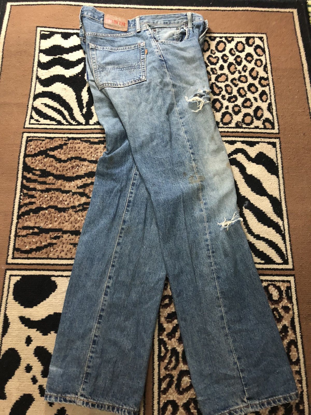 Edwin × Vintage VINTAGE SELVEDGE EDWIN505x BLUE WASH DISTRESED GRUNGE DENIM Size US 30 / EU 46 - 14 Thumbnail