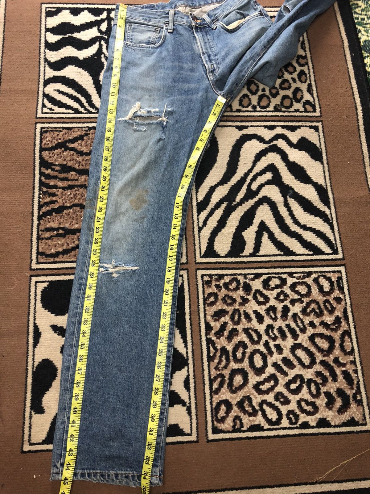 Edwin × Vintage VINTAGE SELVEDGE EDWIN505x BLUE WASH DISTRESED GRUNGE DENIM Size US 30 / EU 46 - 18 Thumbnail