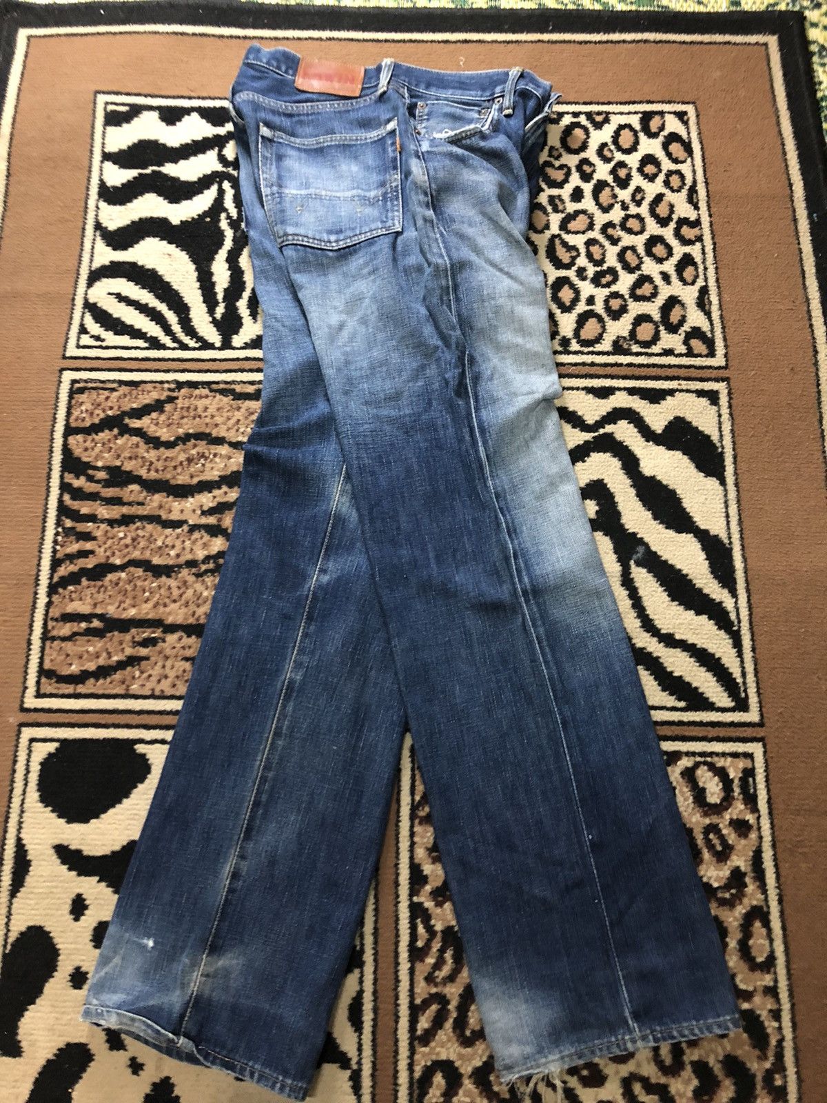Edwin × Vintage VINTAGE SELVEDGE EDWIN 505x BLUE WASH DISTRESSED DENIM Size US 29 - 15 Thumbnail