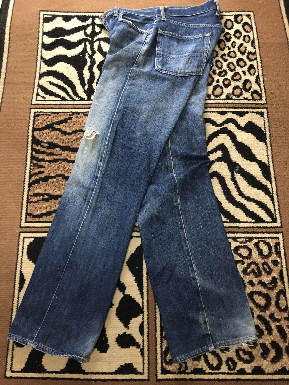 Edwin × Vintage VINTAGE SELVEDGE EDWIN 505x BLUE WASH DISTRESSED DENIM Size US 29 - 14 Thumbnail