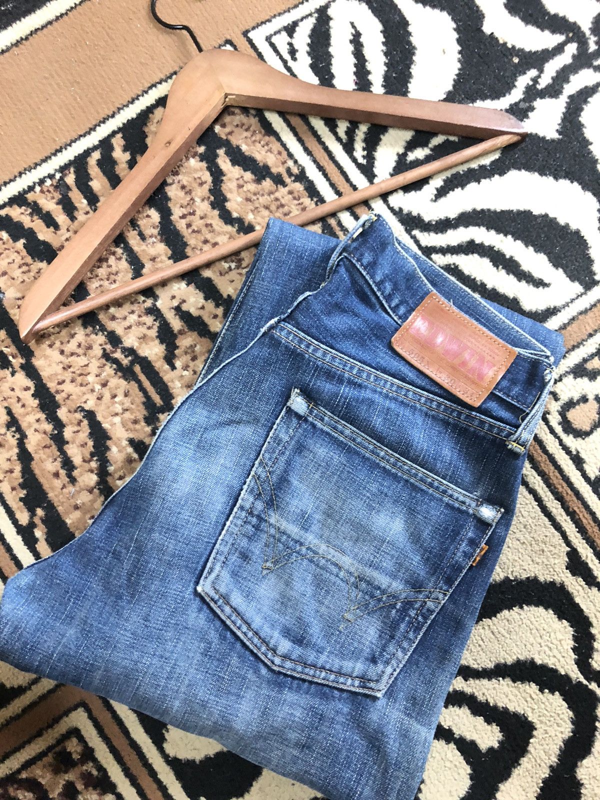 Edwin × Vintage VINTAGE SELVEDGE EDWIN 505x BLUE WASH DISTRESSED DENIM Size US 29 - 19 Thumbnail