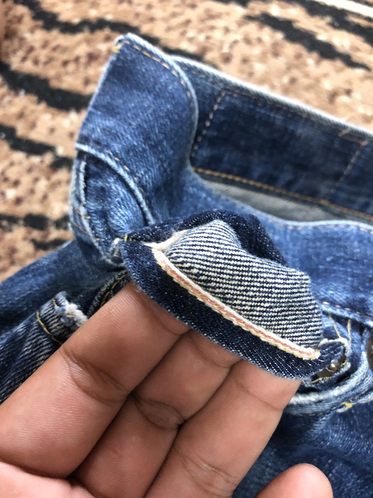 Edwin × Vintage VINTAGE SELVEDGE EDWIN 505x BLUE WASH DISTRESSED DENIM Size US 29 - 4 Thumbnail