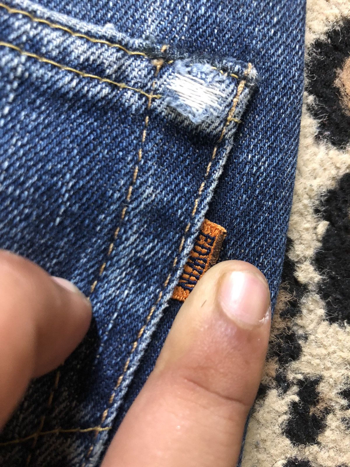 Edwin × Vintage VINTAGE SELVEDGE EDWIN 505x BLUE WASH DISTRESSED DENIM Size US 29 - 11 Thumbnail