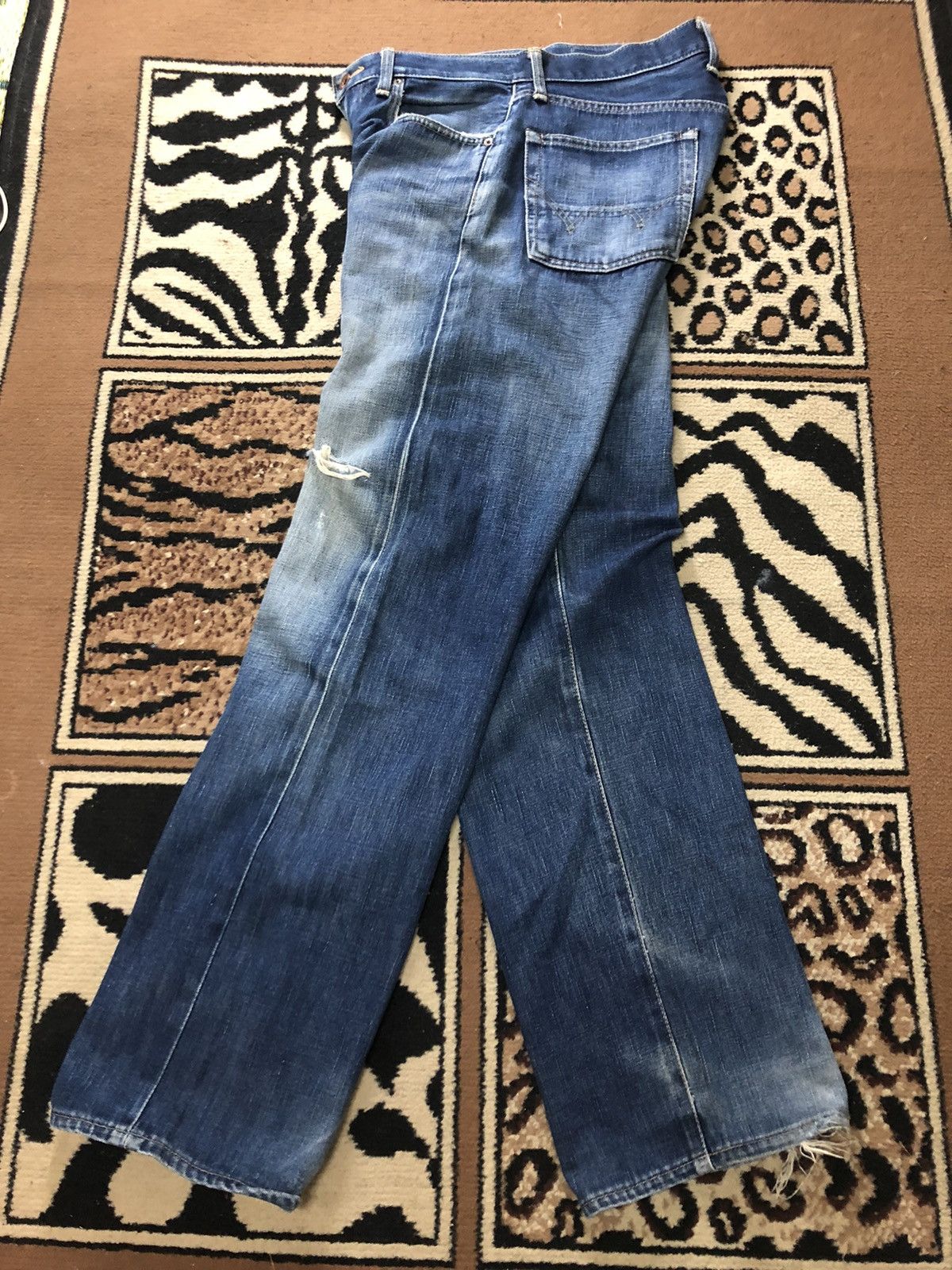 Edwin × Vintage VINTAGE SELVEDGE EDWIN 505x BLUE WASH DISTRESSED DENIM Size US 29 - 13 Thumbnail