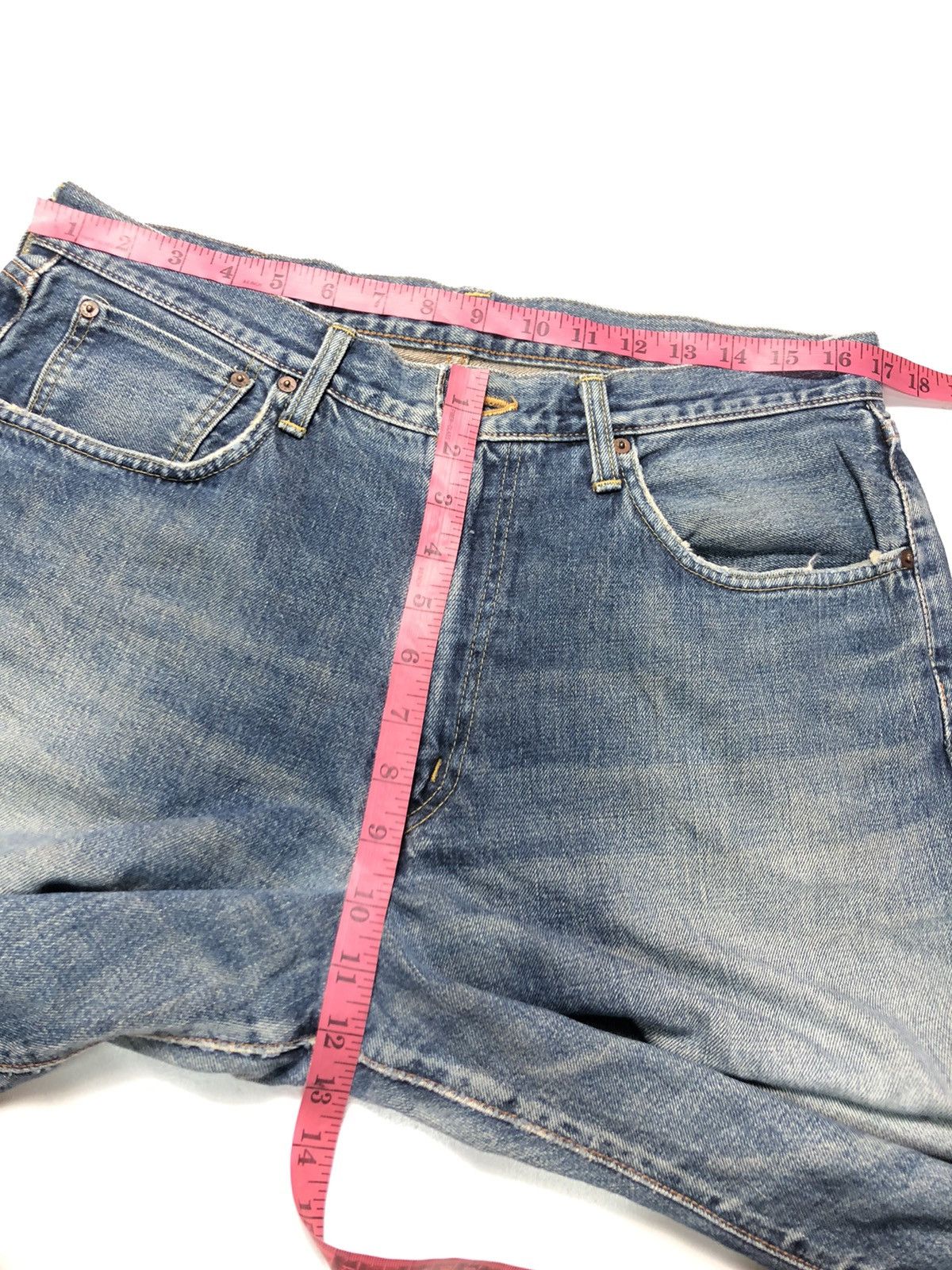 Edwin × Vintage VINTAGE EDWIN SELVEDGE BLUE WASH DISTRESSED DENIM Size US 34 / EU 50 - 15 Thumbnail