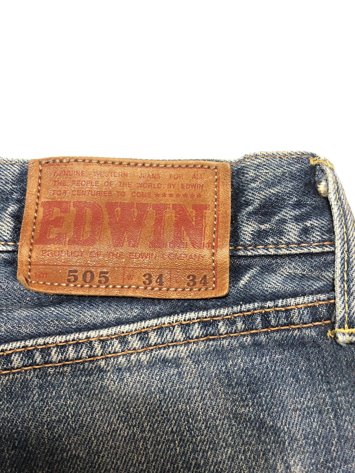Edwin × Vintage VINTAGE EDWIN SELVEDGE BLUE WASH DISTRESSED DENIM Size US 34 / EU 50 - 12 Thumbnail