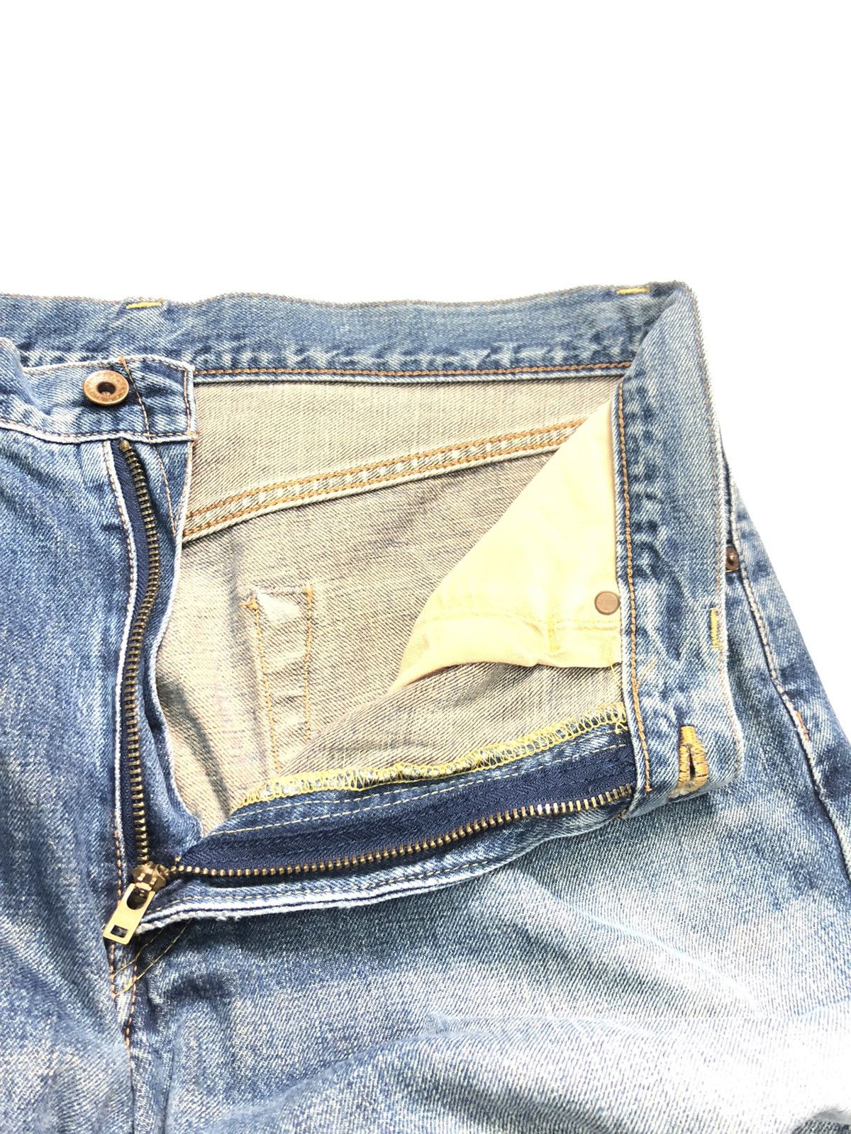 Edwin × Vintage VINTAGE EDWIN SELVEDGE BLUE WASH DISTRESSED DENIM Size US 34 / EU 50 - 6 Thumbnail