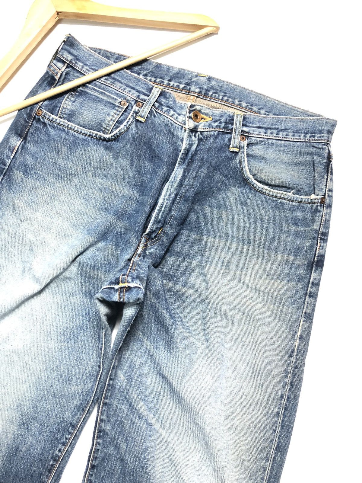 Edwin × Vintage VINTAGE EDWIN SELVEDGE BLUE WASH DISTRESSED DENIM Size US 34 / EU 50 - 2 Thumbnail