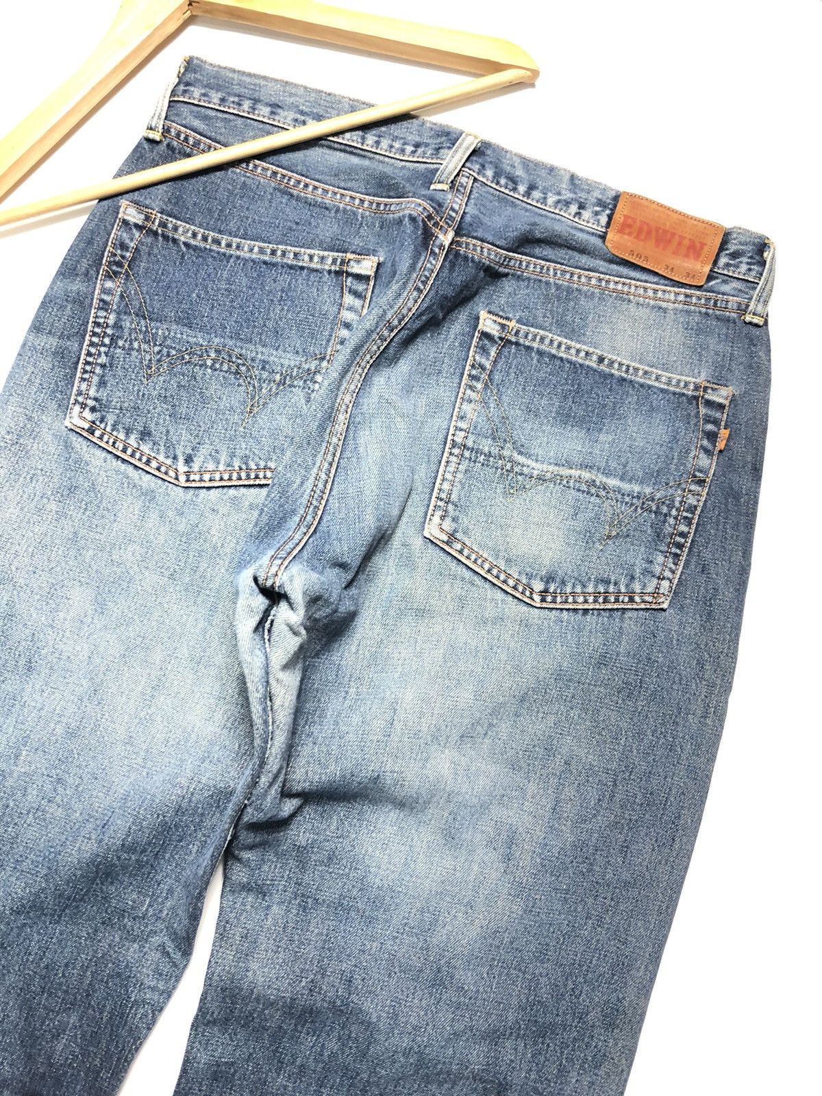 Edwin × Vintage VINTAGE EDWIN SELVEDGE BLUE WASH DISTRESSED DENIM Size US 34 / EU 50 - 10 Thumbnail