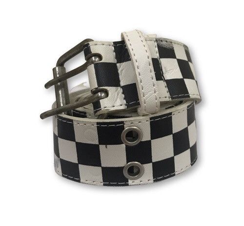 image of Black And White Checkered Plaid Tartan Belt, Men's