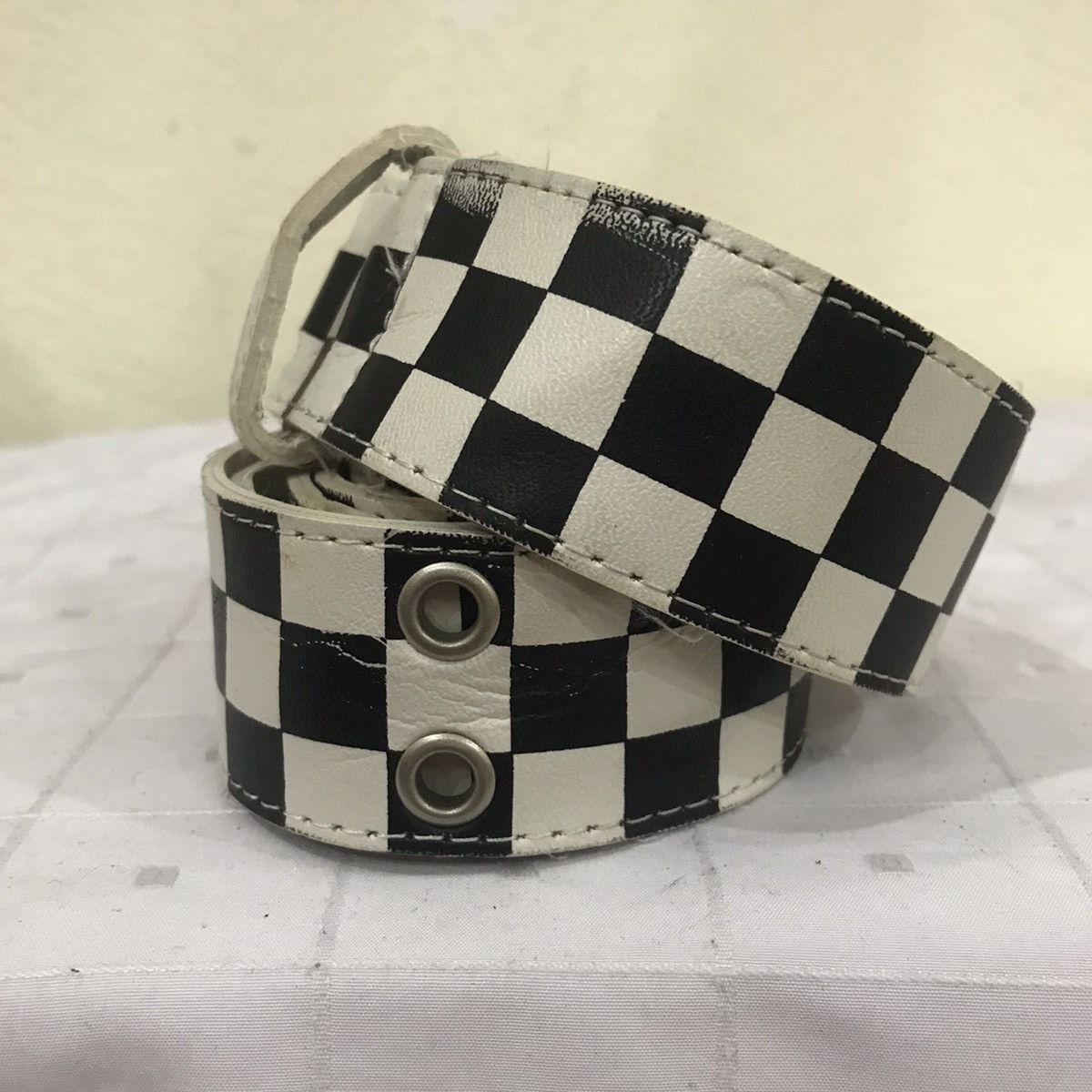 Vintage Black And White Checkered Plaid Tartan Belt Size ONE SIZE - 4 Thumbnail