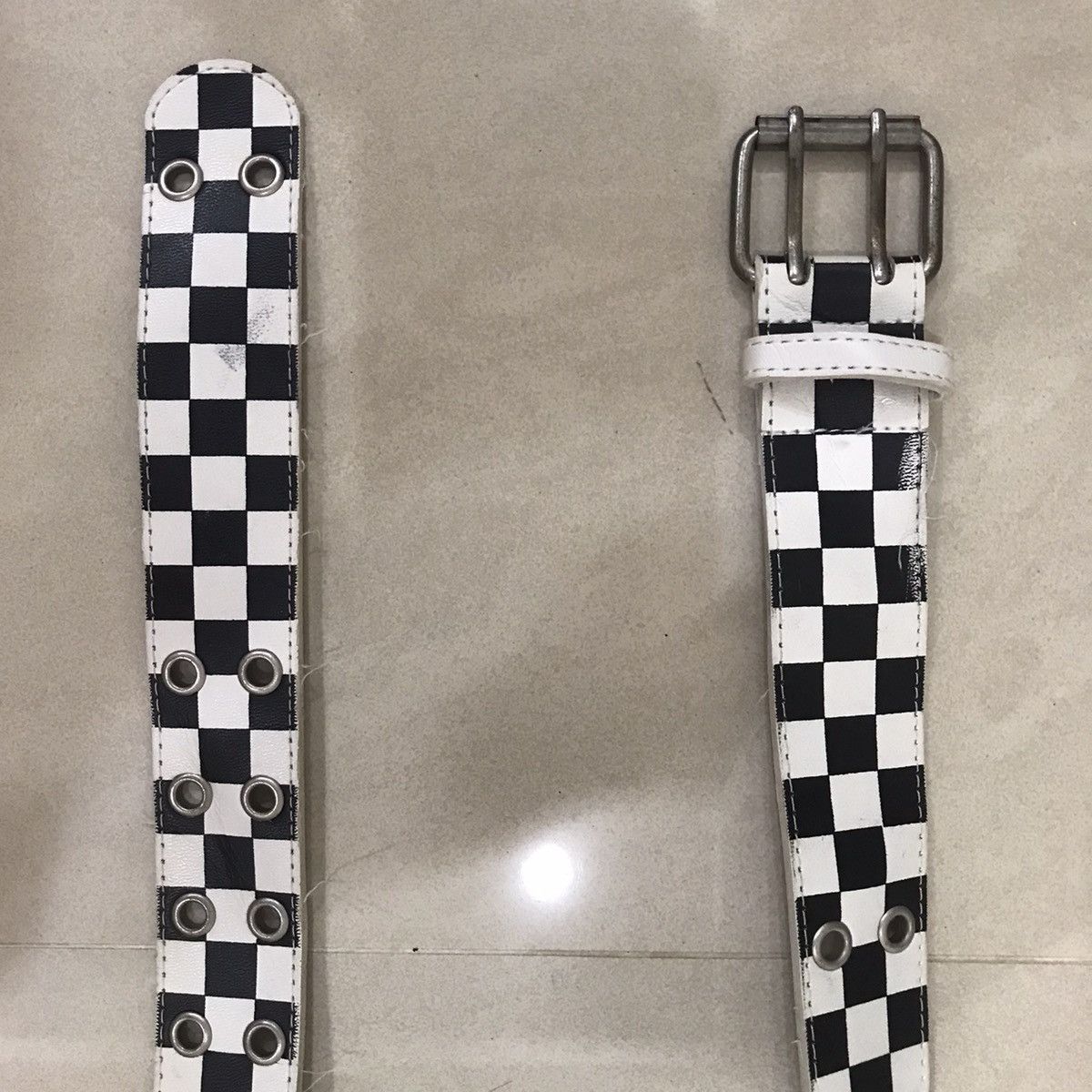 Vintage Black And White Checkered Plaid Tartan Belt Size ONE SIZE - 15 Thumbnail