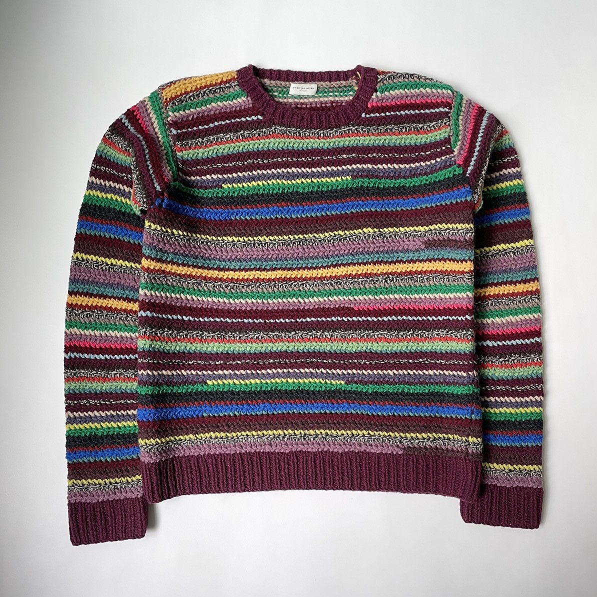 image of Dries Van Noten Crochet Knit Stripe Sweater, Men's (Size Medium)