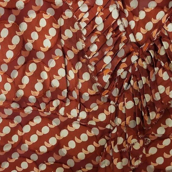 Tory Burch Janetta Midi Dress Silk Blend Ruffle Red Rust 0